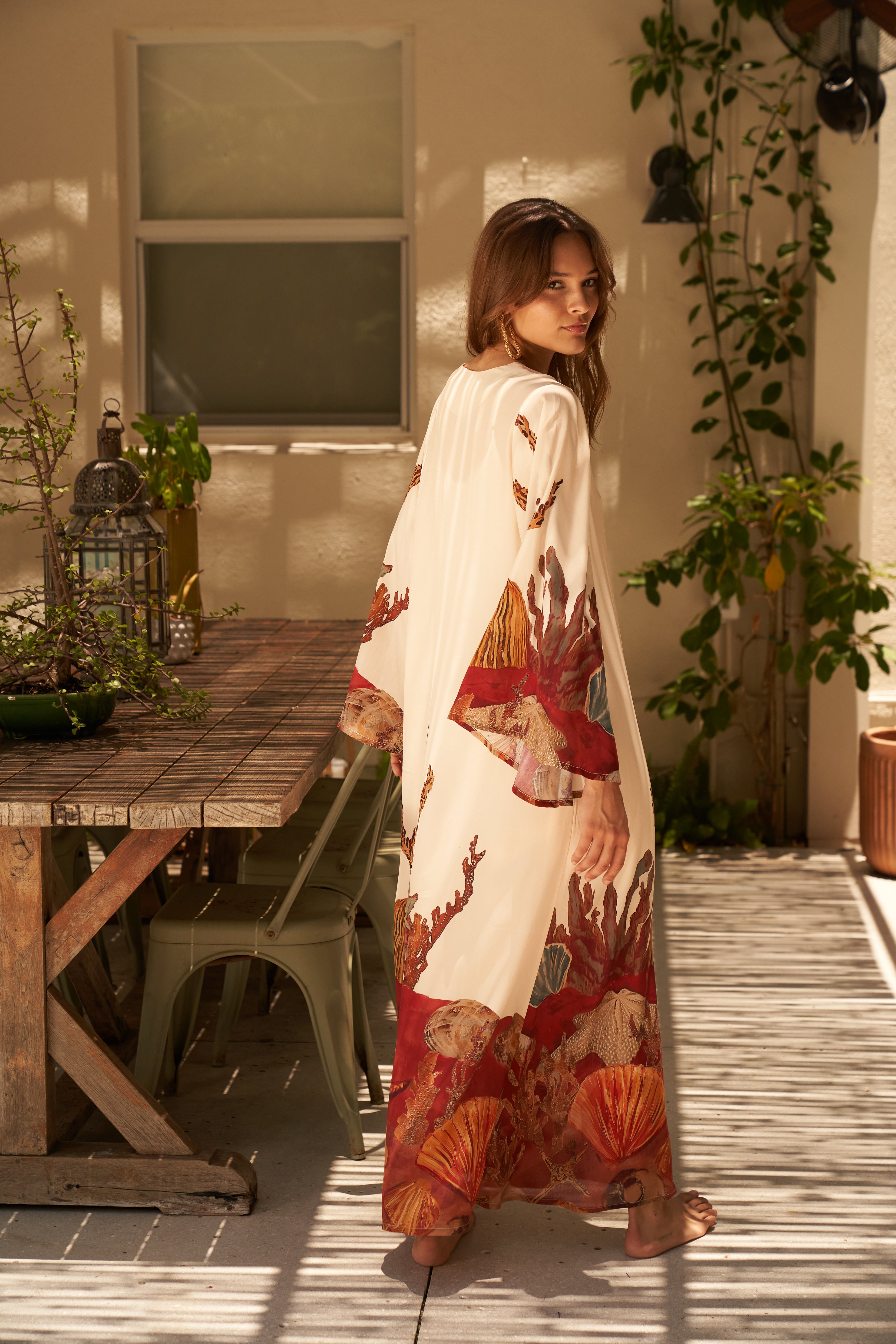 Lena Women's Floral Kaftan Dress - Lightweight Summer Beach Cover Up for Vacation, Poolside, and Boho Chic Outfits