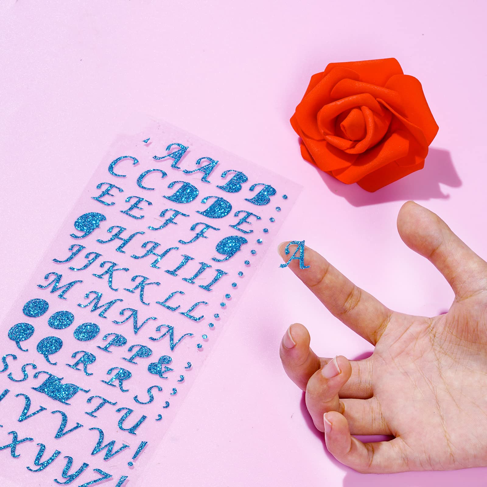 38-Piece DIY Graduation Cap Decorations Kit with Rhinestones, Letters, Numbers & Red Rose Faux Flowers – Perfect for Grad Cap Customization, Party Decor, and Photo Backdrops