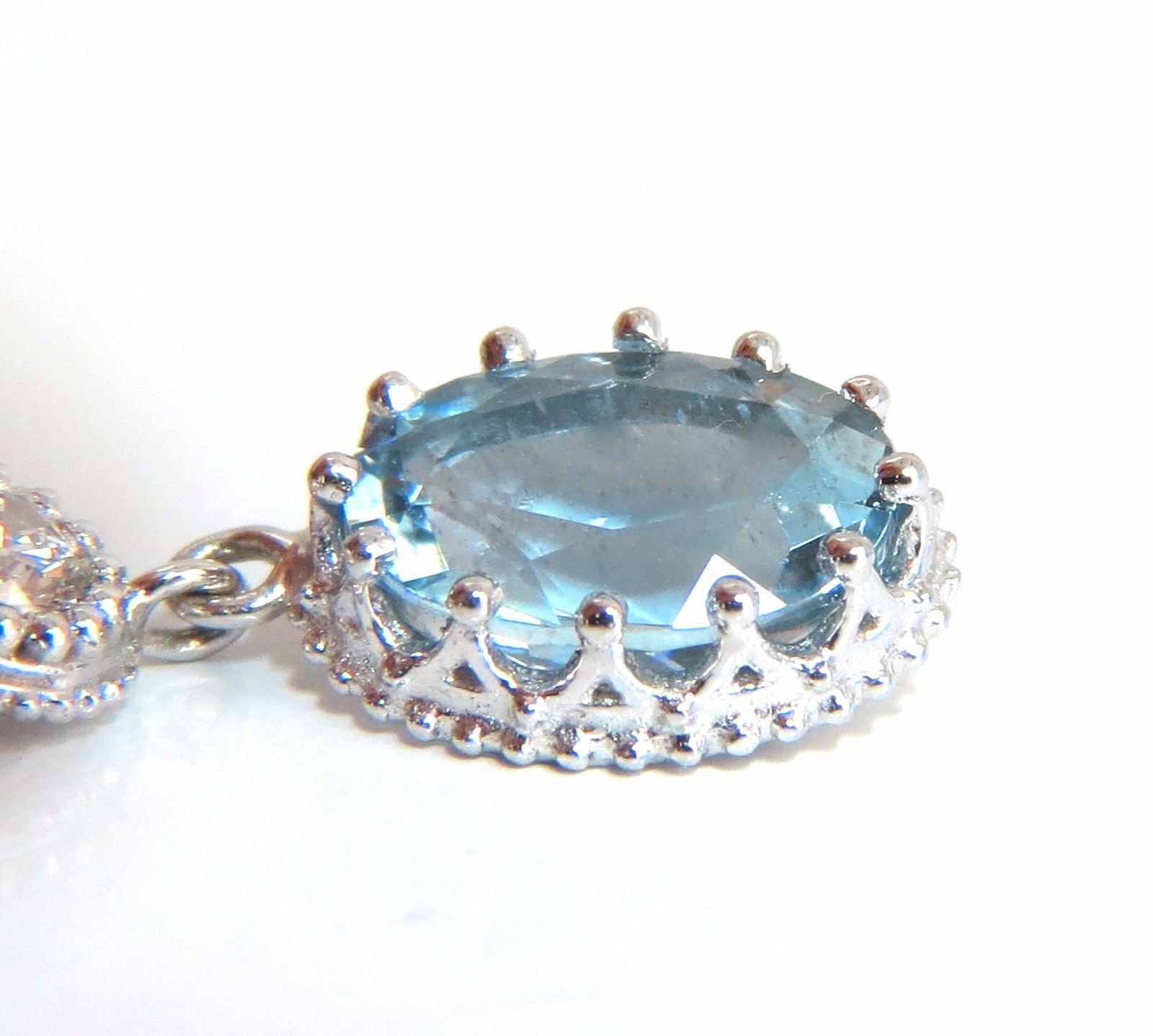 2.60ct Natural Aquamarine & Diamond Dangle Earrings in 14K Gold - Elegant Jewelry for Weddings, Parties & Special Occasions