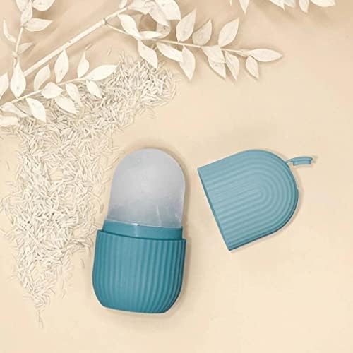 Cooling Ice Face Roller Massager - Reusable Silicone Ice Cube Roller for Puffy Eyes, Neck & Migraine Relief | Skin Care & De-Puffing Tool | Perfect for Morning Routine & Post-Workout Recovery (Blue)