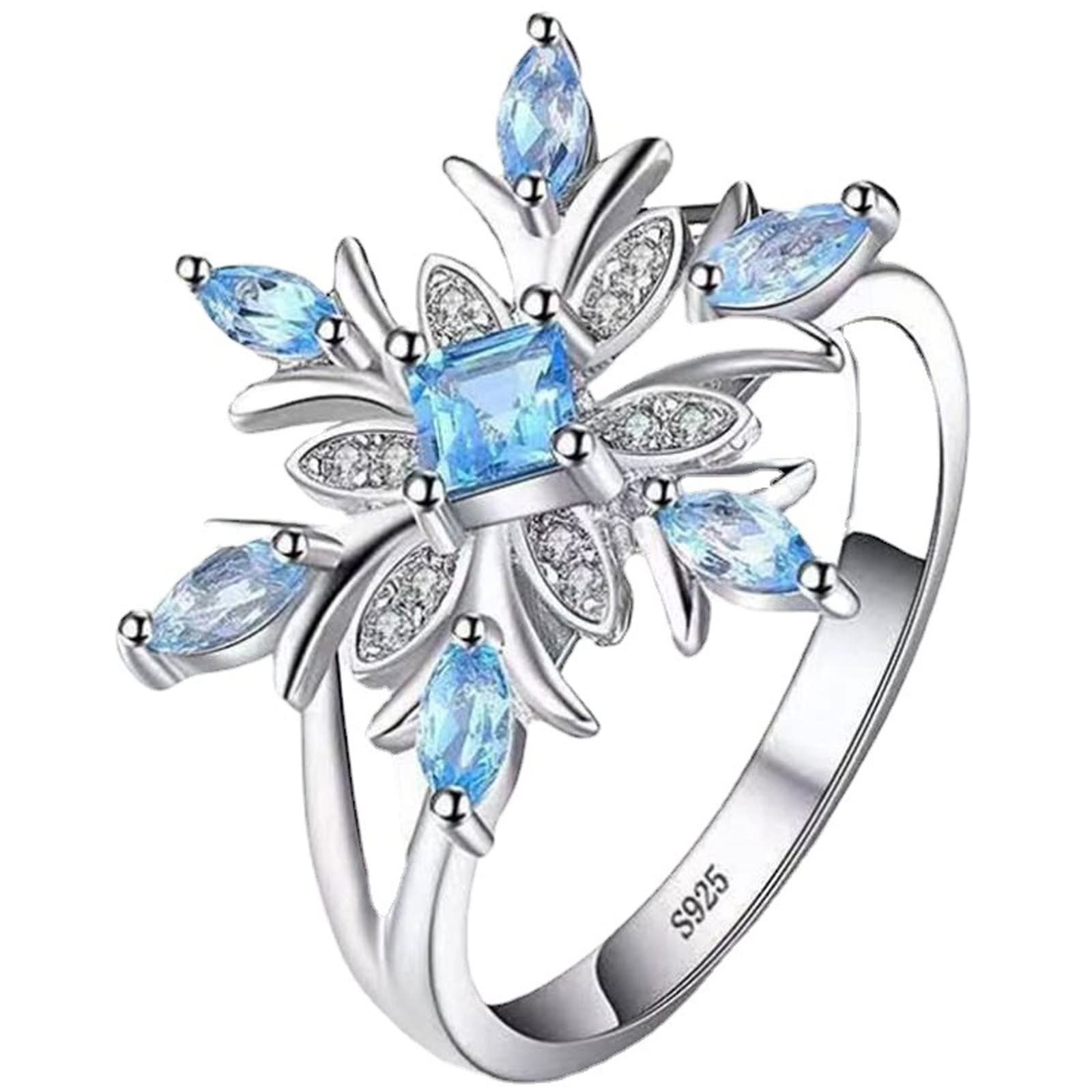 Trendy Snowflake Flower Engagement Rings for Women - Elegant Fashion Jewelry & Teen Girl Accessories for Weddings, Parties & Everyday Wear