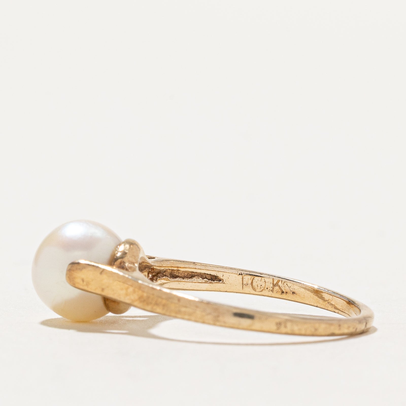 Solitaire Pearl Ring for Women - 14K Gold Plated, Size 5.5 - Elegant Wedding, Engagement & Anniversary Jewelry Gift