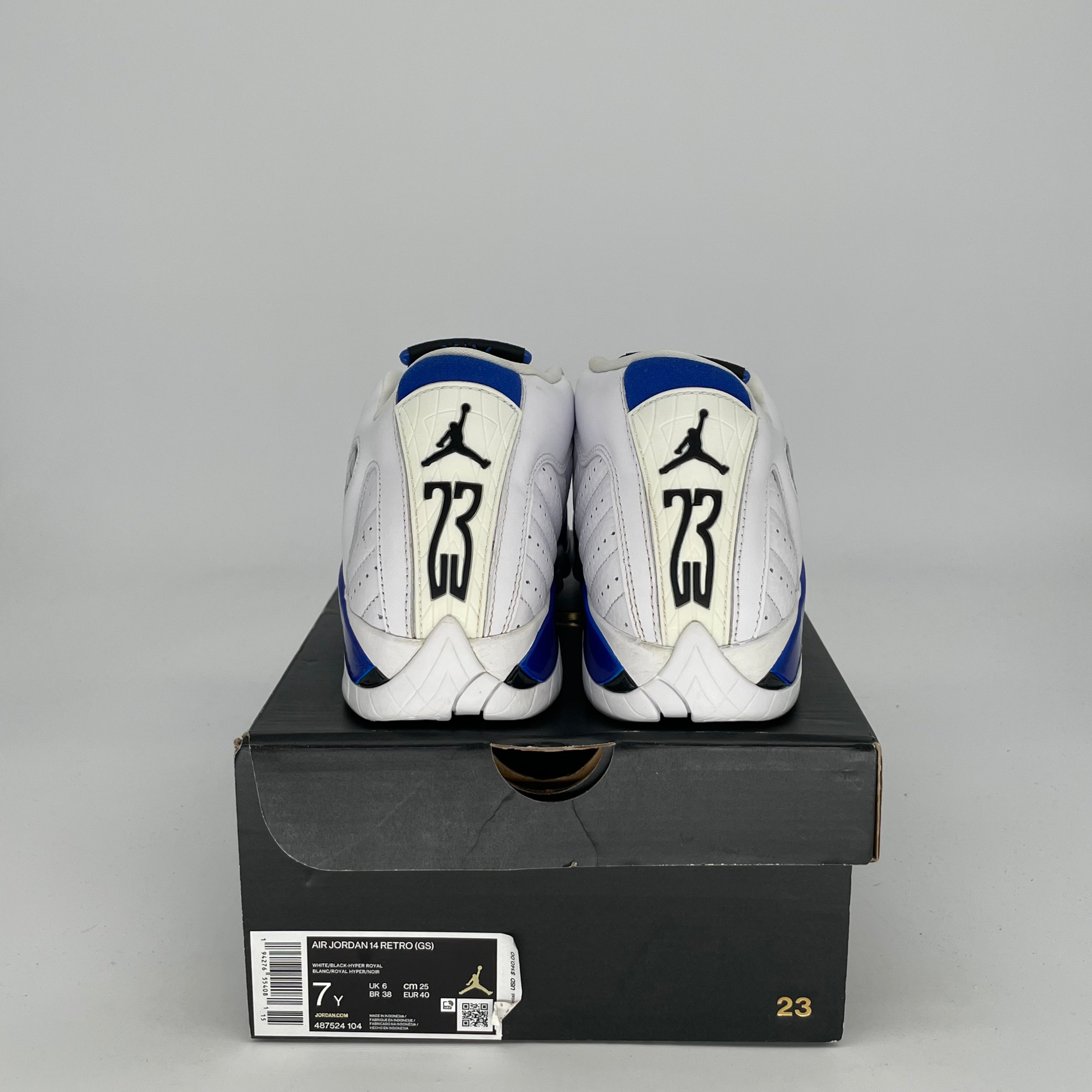 AIR JORDAN 14 Retro Basketball Shoes - White Hyper Royal - Men's Size 7/Women's Size 8.5 (487524-104) - Perfect for Streetwear & Court Performance
