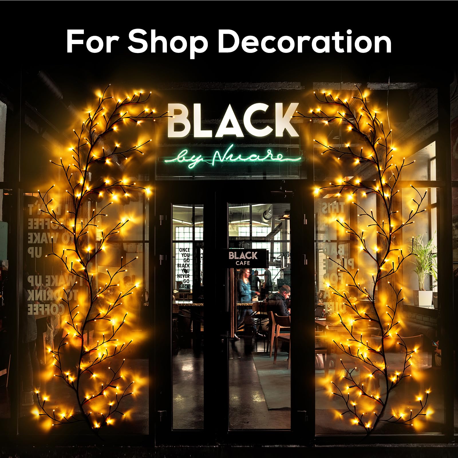Enchanted Willow Vine Lights with 160 LEDs - 8.2FT Fairy String Lights for Bedroom, Garden & Wedding Decor - 8 Remote Control Modes, Waterproof Outdoor/Indoor Use (Black, 1PCS)