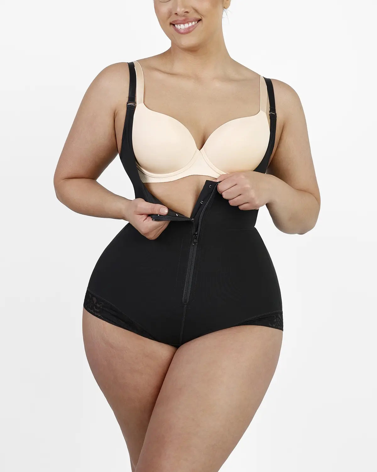AirSlim® Lace Zipper Open Bust Shapewear for Women - Slimming Bodysuit with Adjustable Straps for Tummy Control & Waist Cincher - Perfect for Wedding, Evening Dresses & Special Occasions