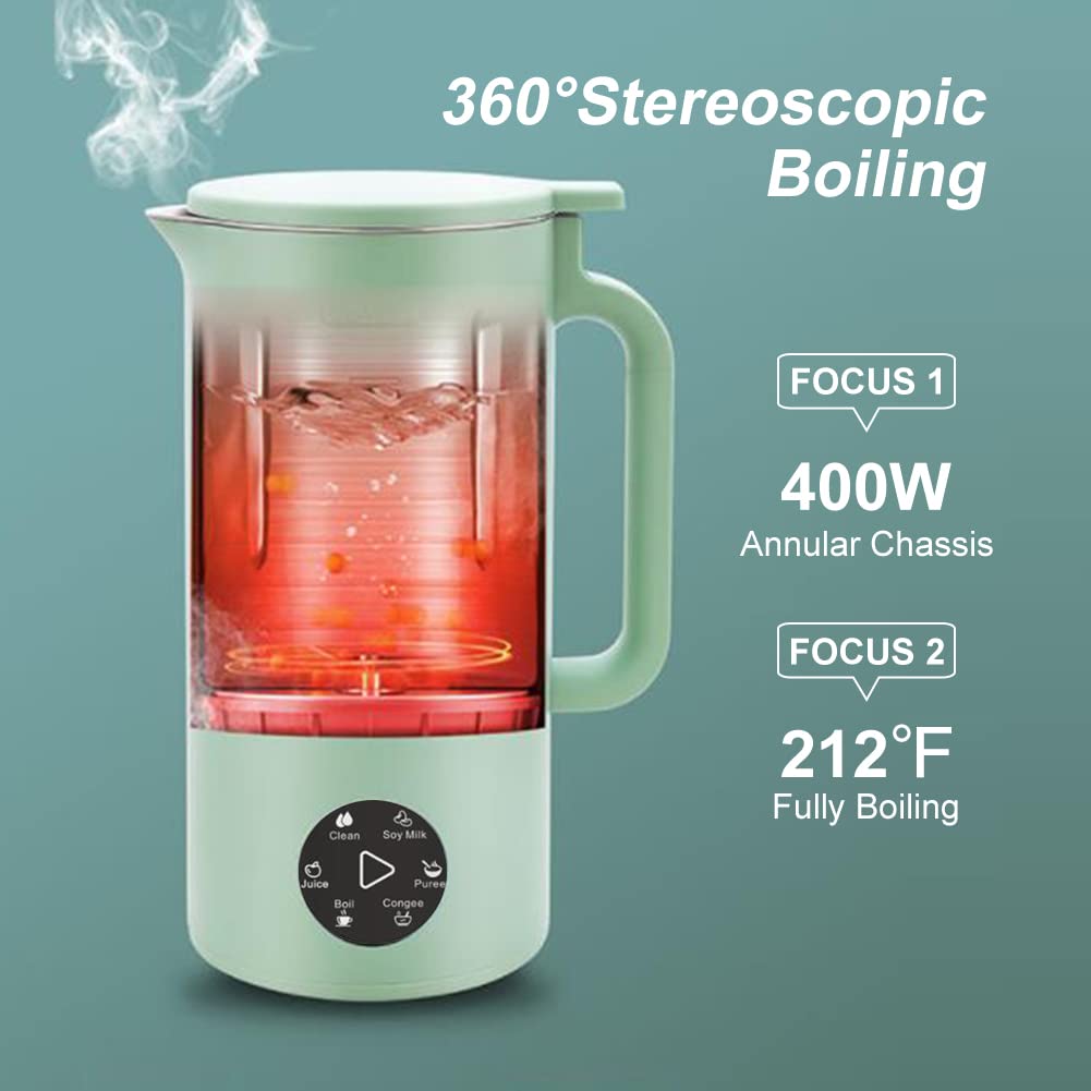 Mini Soybean Milk Maker - Portable 6-in-1 Soy Milk Machine with Juicer, Auto Cleaning & 110V for Home Use | Perfect for Breakfast, Healthy Snacks & Family Nutrition (White)
