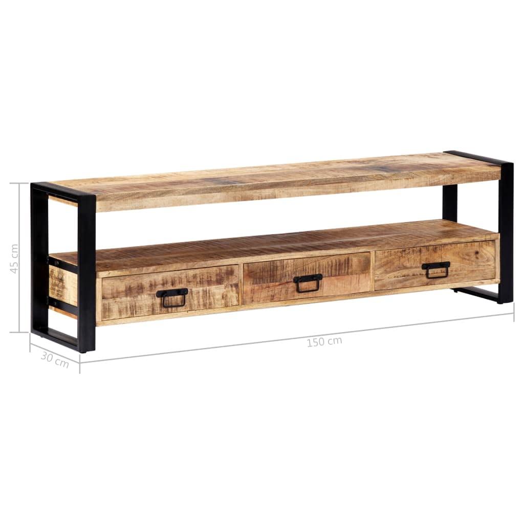 Farmhouse TV Stand with Open Shelves - 59.1