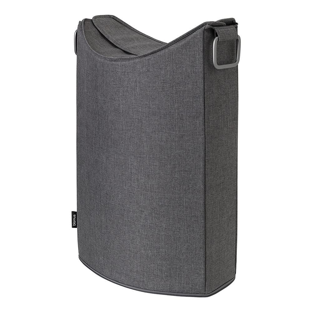 Blomus FRISCO LOUNGE Foldable Laundry Hamper - Steel Grey Collapsible Clothes Basket for Bedroom, Bathroom, Dorm & Travel Storage