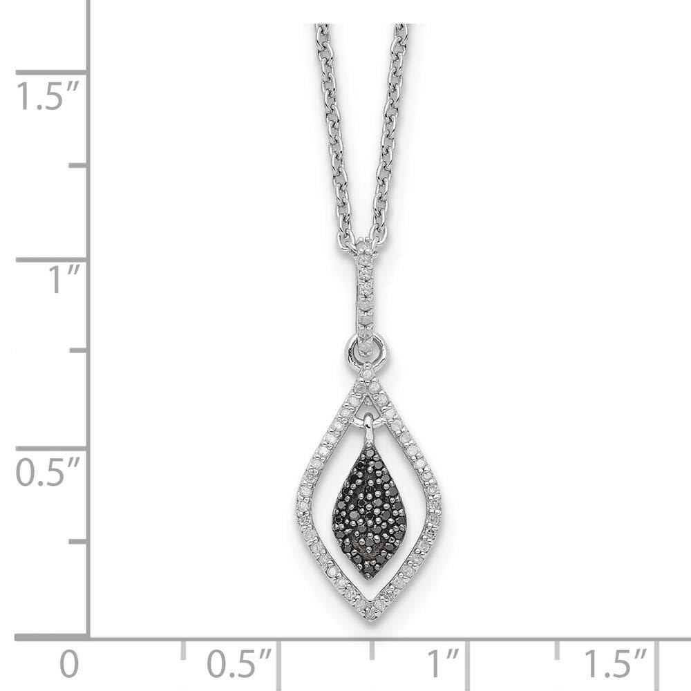 Black & White Diamond Marquise Necklace - Sterling Silver for Elegant Occasions