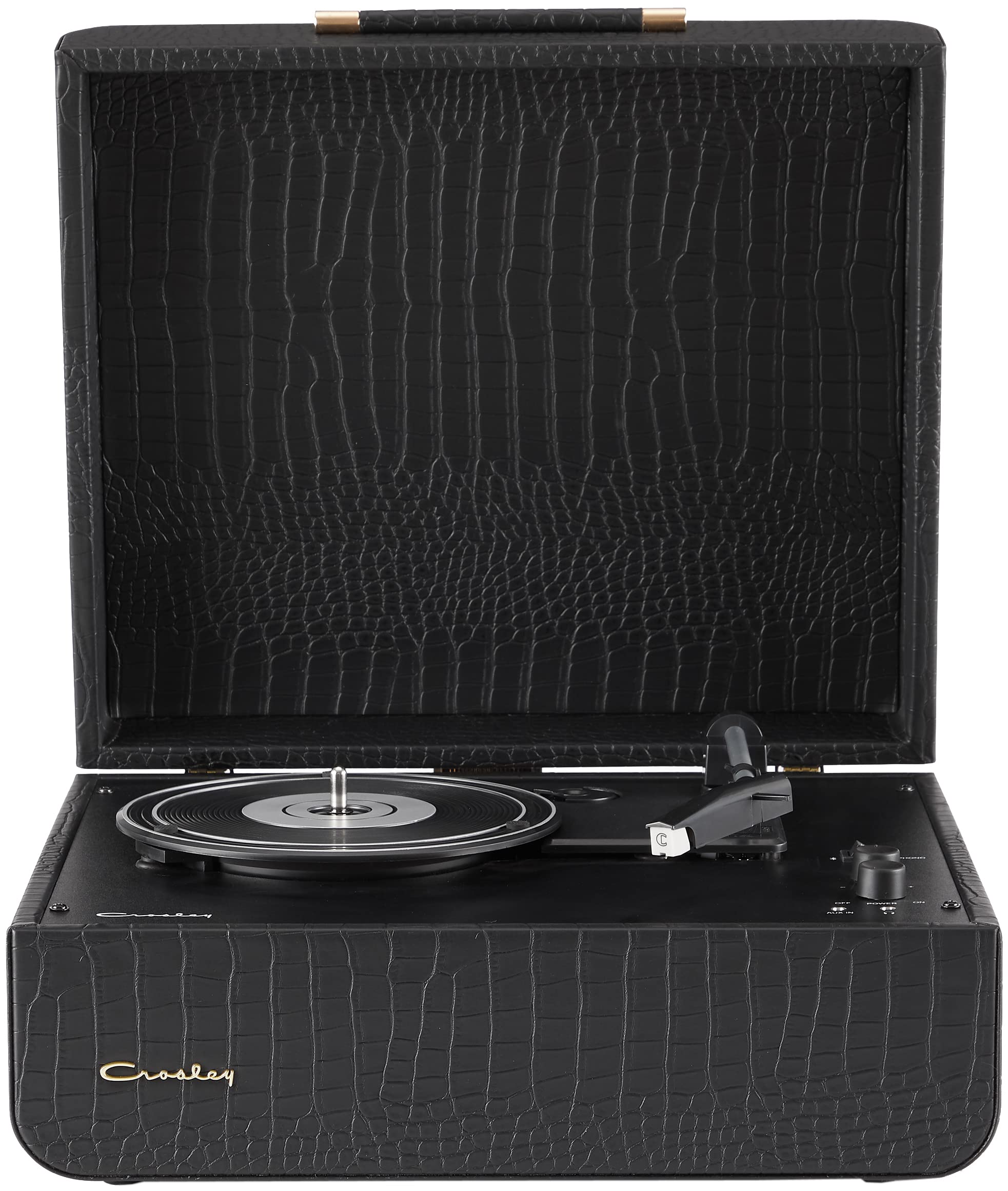 Crosley CR6255A-BC Mercury Vintage 3-Speed Bluetooth Turntable with Built-in Speakers - Black Crocodile Finish | Vinyl Record Player for Home, Office & Retro Music Lovers | Perfect for Parties, Gifts & Collectors