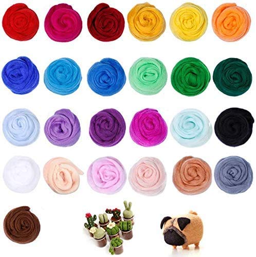 25-Color Wool Roving Needle Felting Kit - Complete Starter Set with Felting Tools & Instruction Guide | DIY Felted Animals, Home Decor & Craft Projects