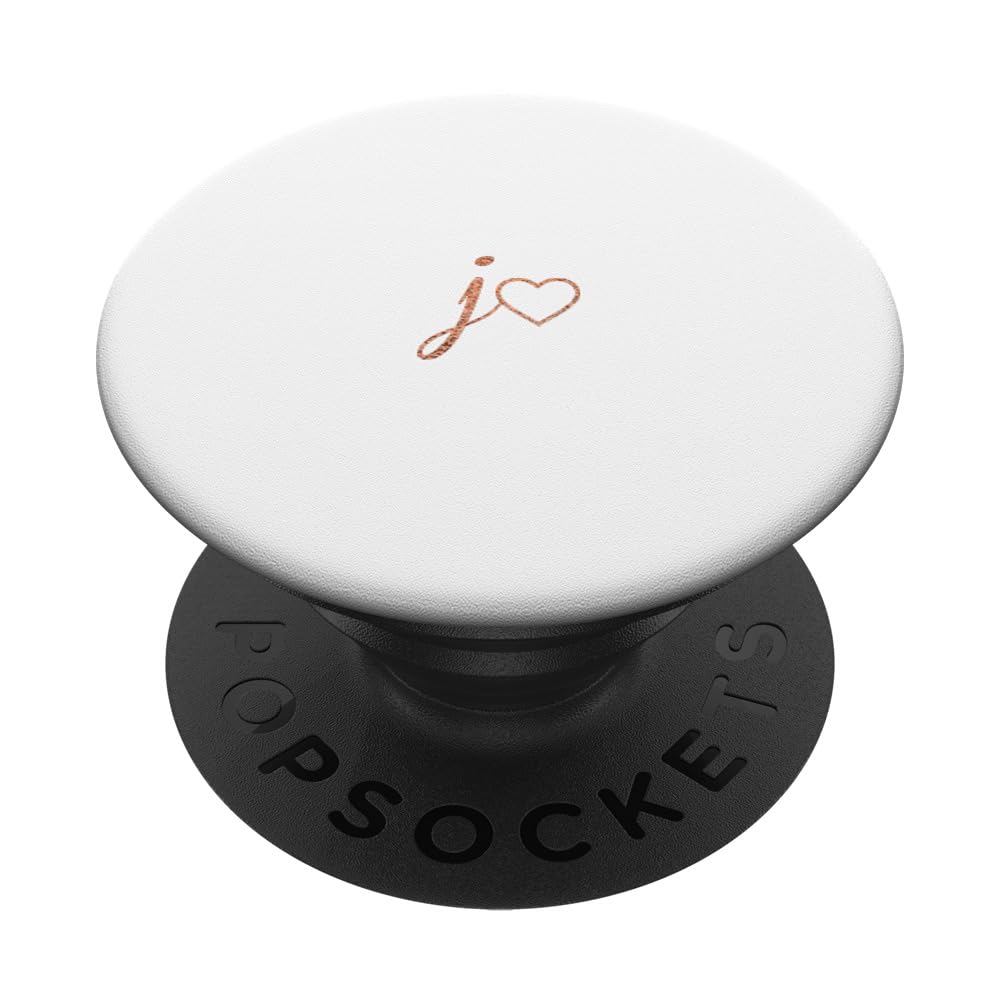 Rose Initial Letter J Heart Minimalist White PopSockets Standard PopGrip - Phone Grip & Stand for iPhone, Samsung, Smartphones - Perfect for Selfies, Videos, and Secure Phone Handling
