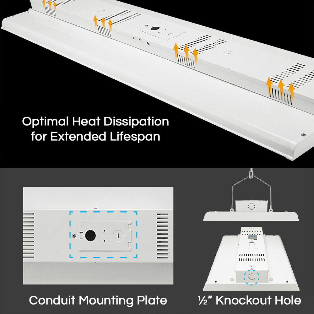 **Konlite 300W Linear LED High Bay Light - 4FT, 42000 Lumens, 5000K Daylight, 120-277V - Equivalent to 1000W Metal Halide - Ideal for Warehouses, Garages & Industrial Lighting**