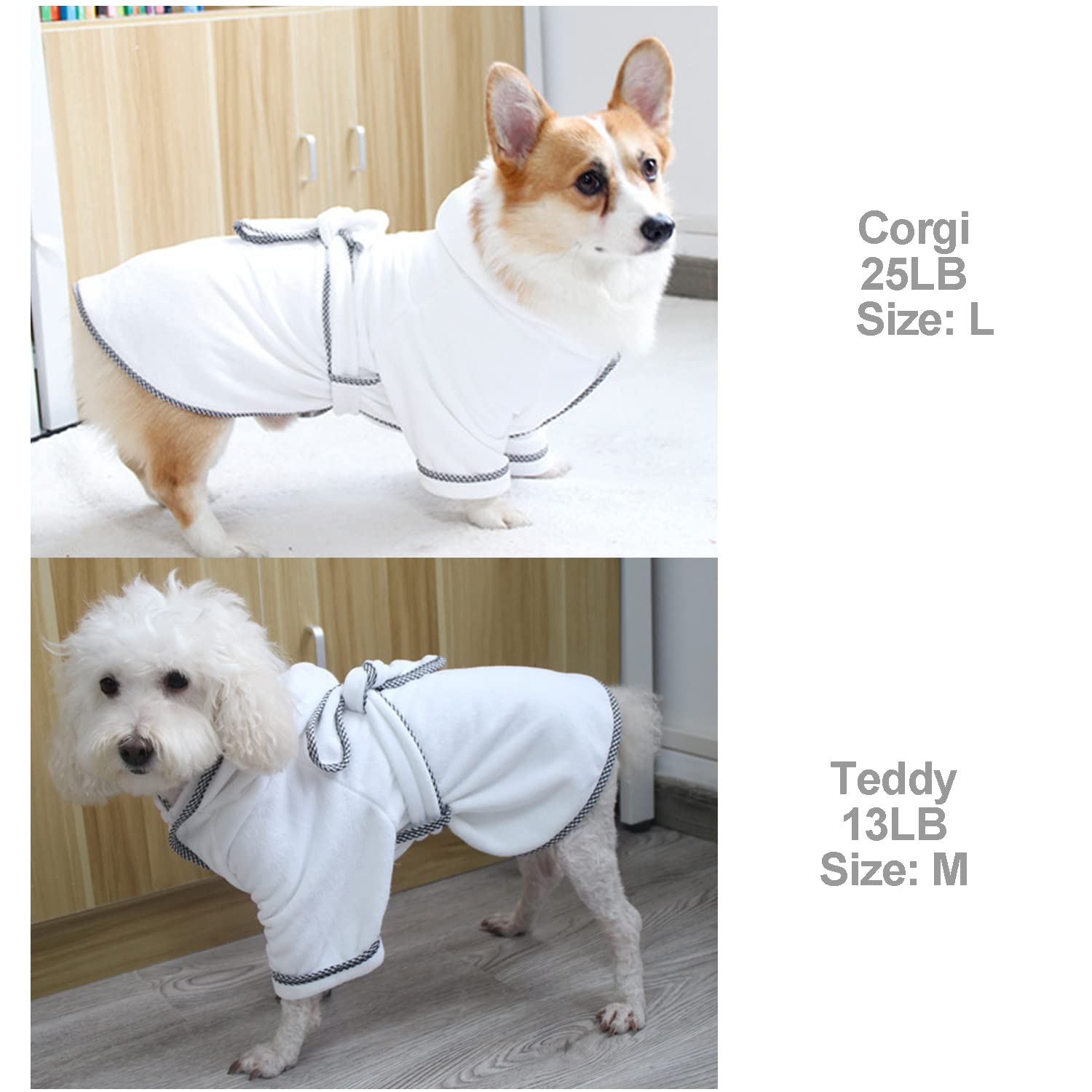 Premium Dog Bathrobe - Microfiber Fast Drying Absorbent Hooded Bath Towel for Small Medium Large Dogs & Cats (3XL, White) | Post-Bath Drying & Grooming, Spa Day, Pet Relaxation at Home