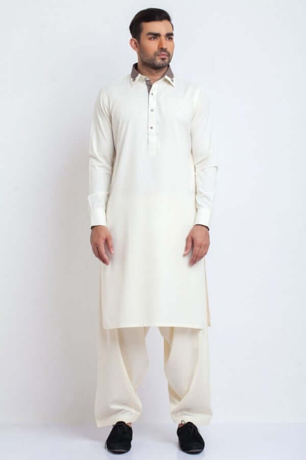 Ivory Classic Shalwar Kameez for Women - Traditional Pakistani Dress AI SHKZ 00077 - Perfect for Weddings, Festivals & Special Occasions