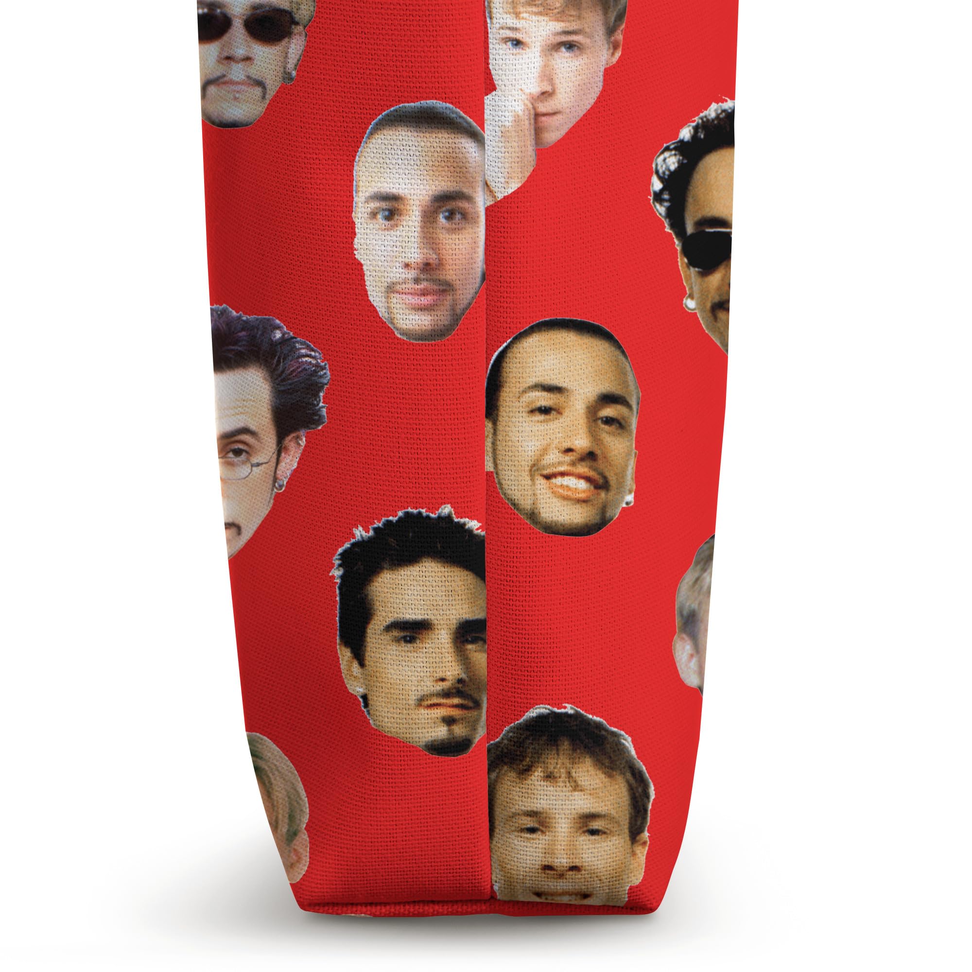 Backstreet Boys Merchandise - Official Repeated Faces Red Tote Bag for Fans | Concert Accessories & Gift for Music Lovers