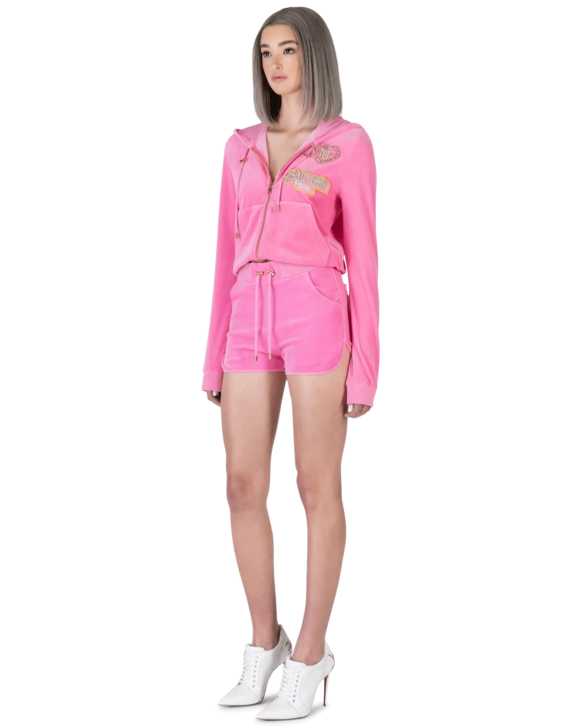 Balmain X Barbie Pink Velvet Zipped Hoodie for Women | Luxury Fashion Hooded Sweatshirt | Perfect for Casual Outfits, Streetwear & Collector's Edition Fashion