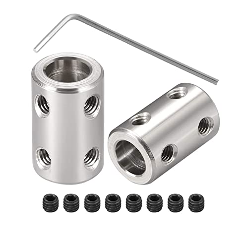 8mm to 8mm Stainless Steel Rigid Coupling Set with Screw Wrench (2pcs) - Shaft Coupler Connector for 3D Printers, Motors, CNC Machines - Perfect for DIY Projects and Industrial Applications