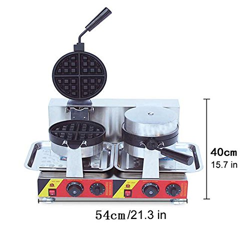 Nonstick 110V Electric Dual Rotary Waffle Maker Machine - Perfect for Homemade Desserts, Breakfast & Brunch | Commercial & Home Kitchen Use