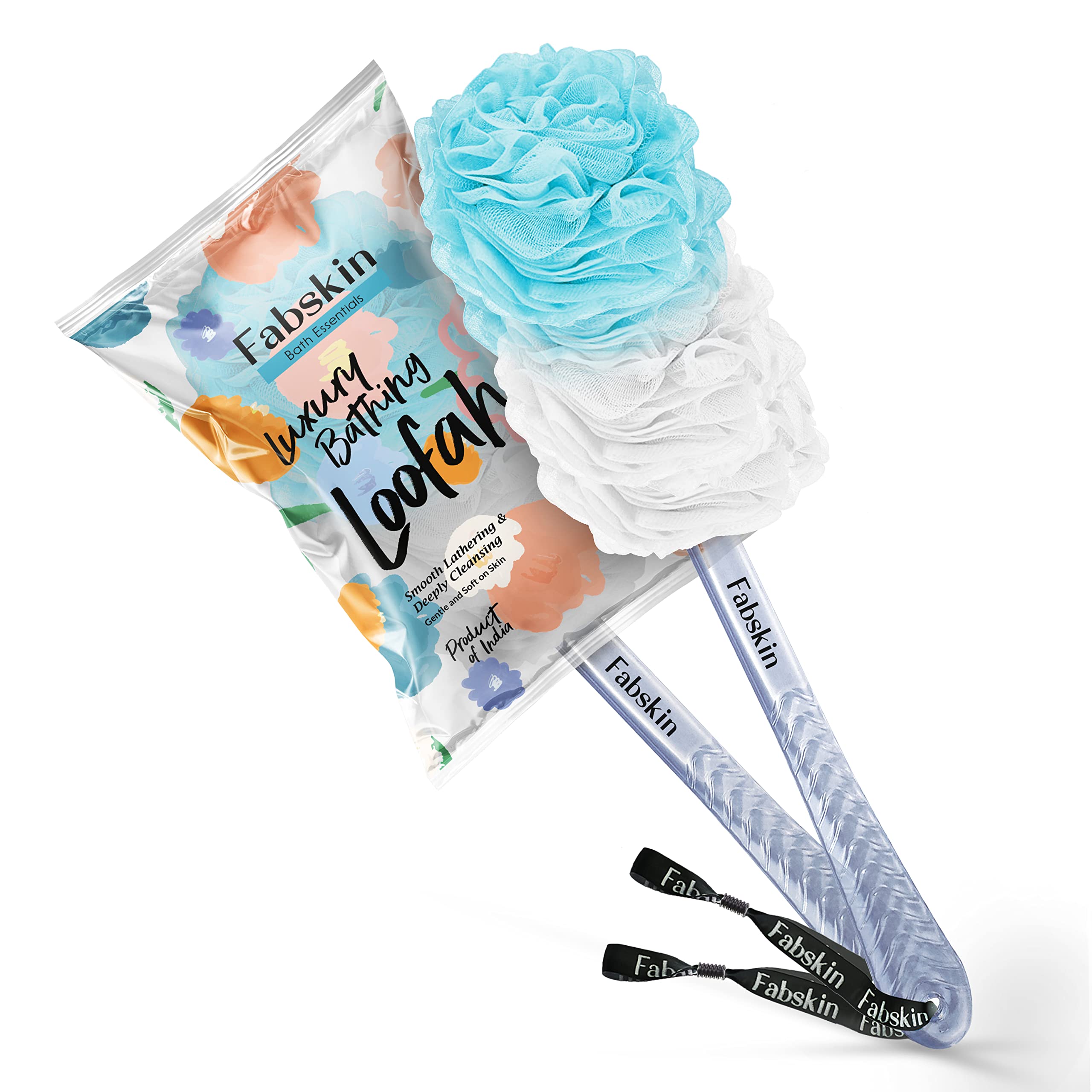 Premium Long Handle Bath Brush & Loofah Scrubber for Men & Women - Exfoliating Body Brush with Ergonomic Design for Back Cleansing | Made in India (Blue) | Perfect for Shower, Spa & Deep Skin Exfoliation