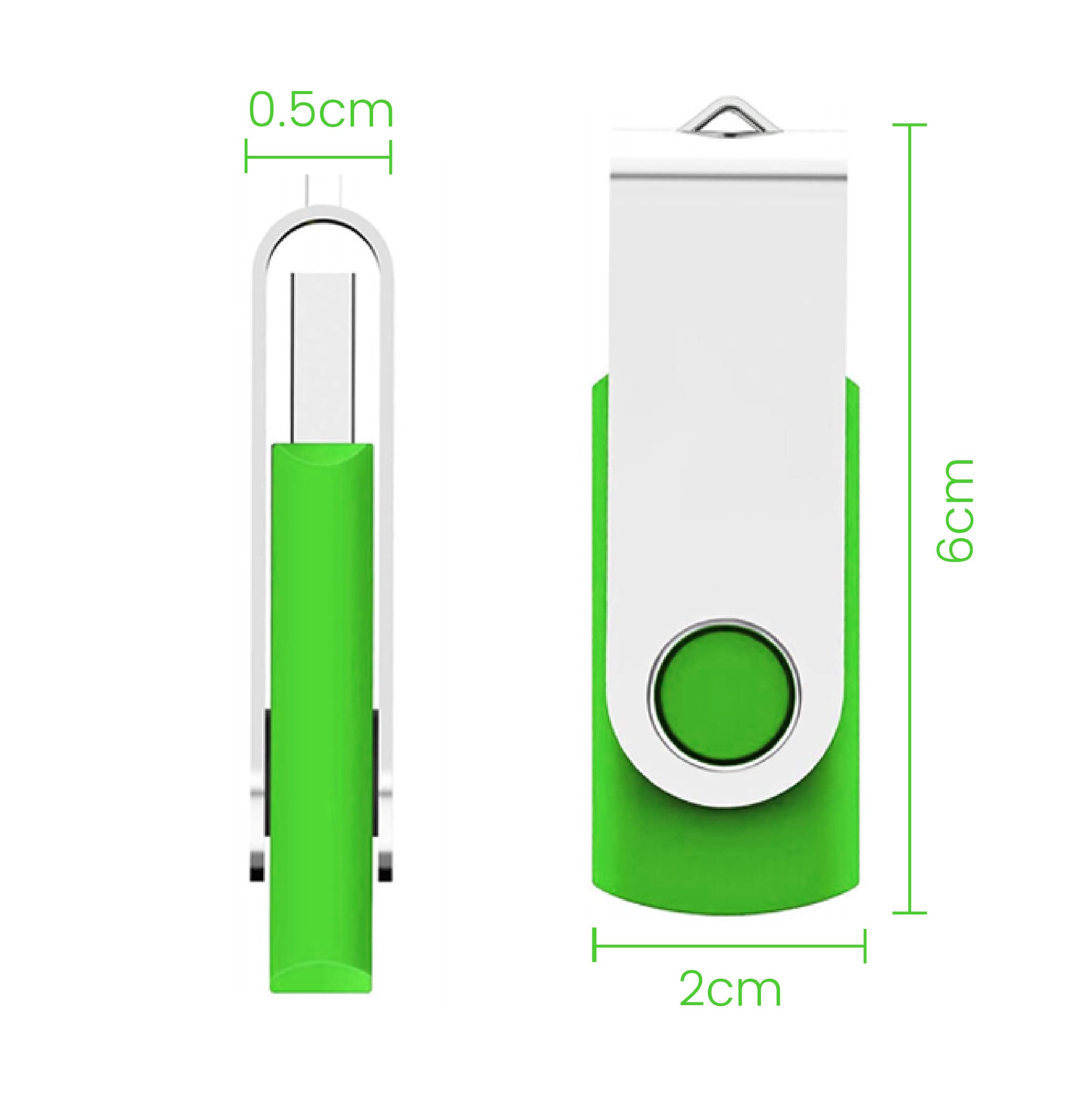 Vixelle 5 Pack 16GB High Speed USB 2.0 Flash Drives - 360° Rotating Metal USB Thumb Drives with Keychain Loop - Bulk USB Memory Sticks for PC, Mac, TV, Car Audio - Perfect for Data Storage, File Transfer, School & Office Use - Green