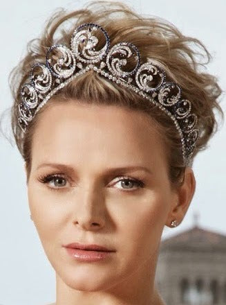 Princess Charlene of Monaco Replica Tiara - Crystal Bridal Crown for Weddings, Pageants & Special Occasions | Elegant Ocean-Themed Wedding Accessory HT3013