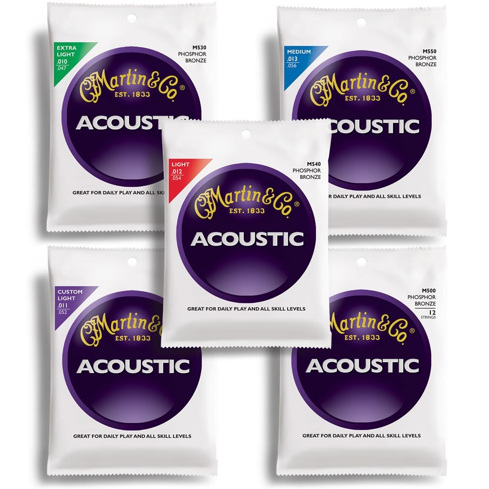 Martin M550 Phosphor Bronze Acoustic Guitar Strings - Medium Gauge (12-54) for Warm Tone & Longevity | Perfect for Folk, Blues & Fingerstyle Playing