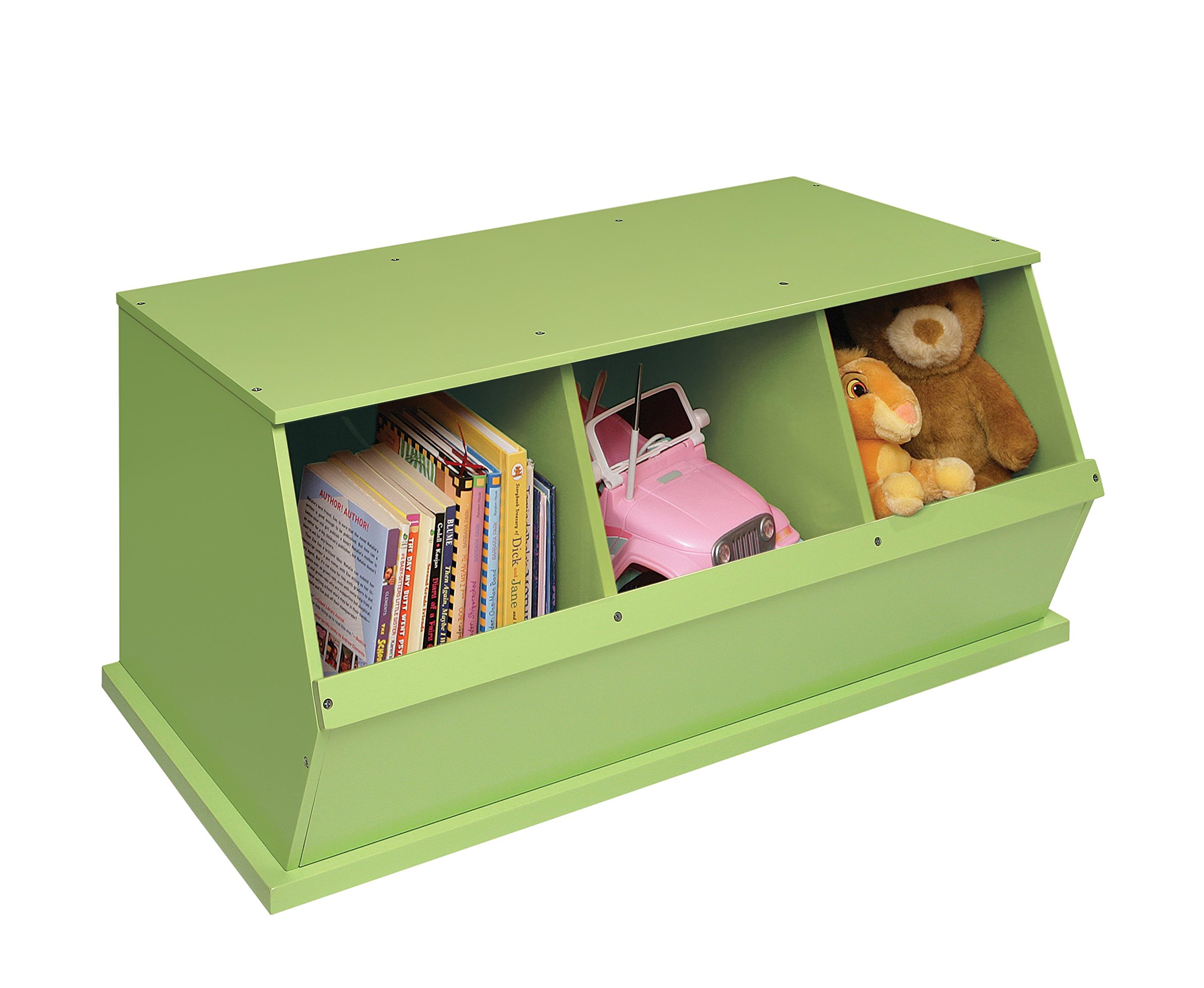 Badger Basket 3-Bin Stackable Toy Storage Organizer with Sage Finish - Perfect for Kids' Room, Playroom & Nursery Organization