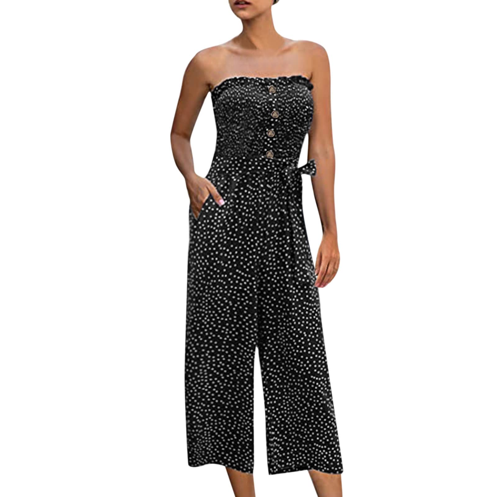 **Gibobby Women's Plus Size Summer Jumpsuit - Belted Romper with Keyhole Back & Short Sleeves | Casual Outfit for Beach, Vacation, and Everyday Wear**