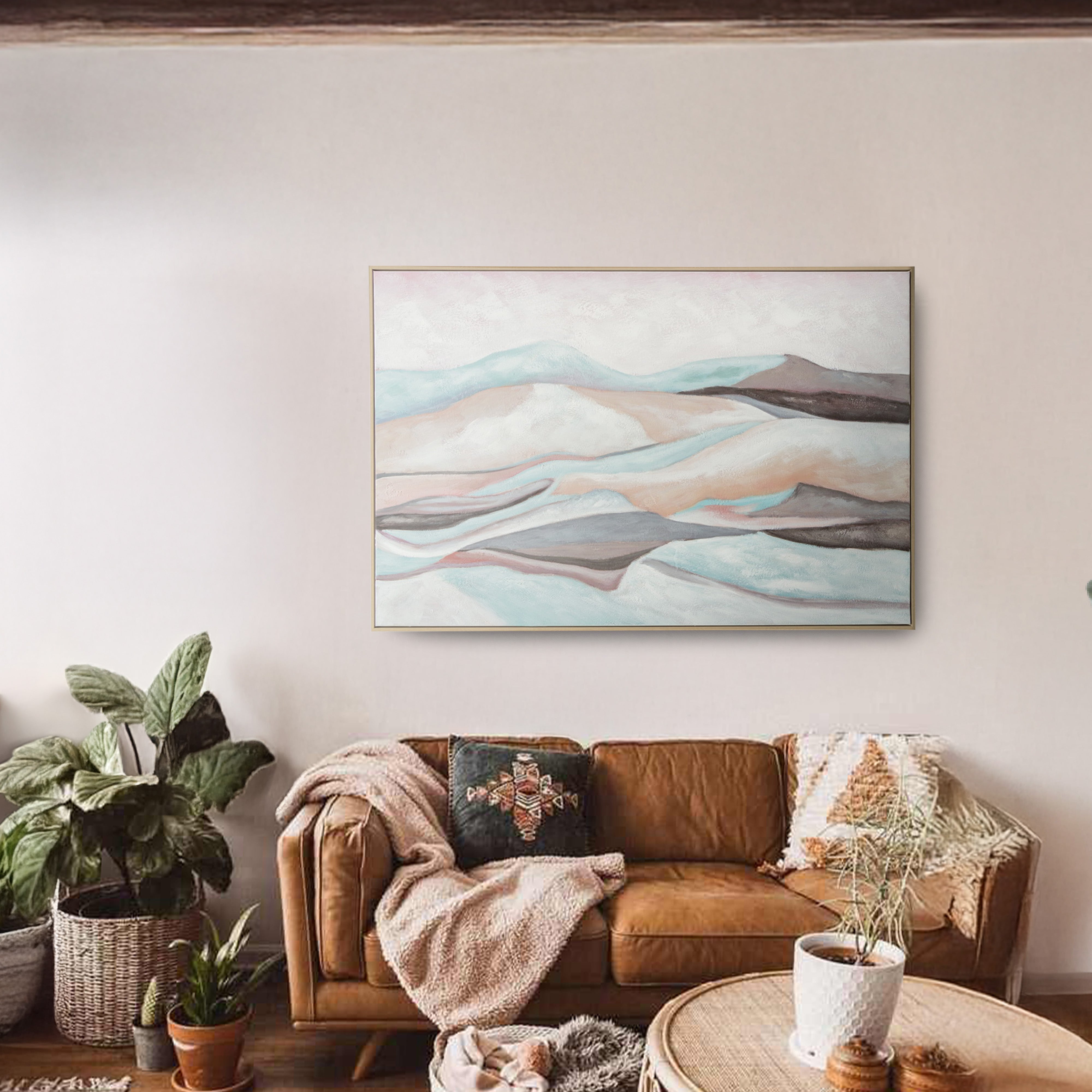 Urban Style Brushmarks Oil Painting Textured Mountain Landscape Wall Art - Perfect for Living Room, Bedroom & Office Decor