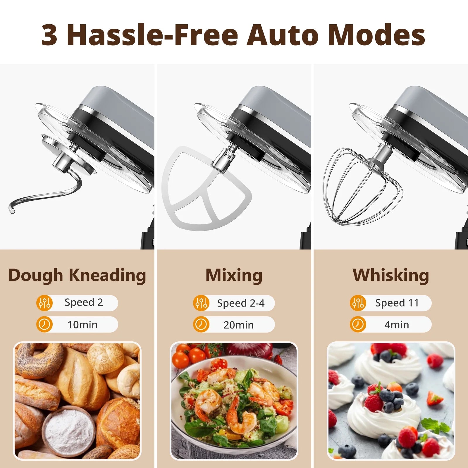 11-Speed Stand Mixer with Timer - 5.5QT Electric Kitchen Mixer for Baking Cakes, Cookies, Bread & Dough - Perfect for Home Bakers & Professional Chefs