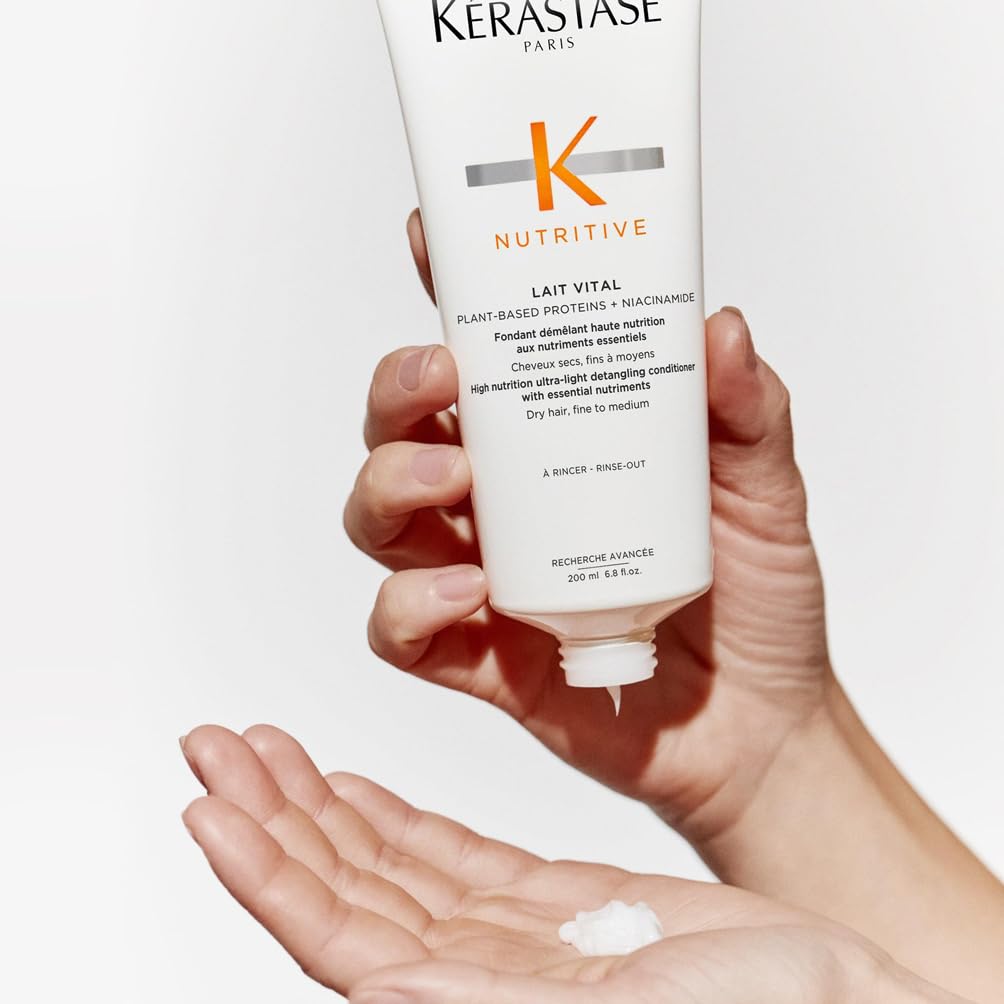 Kerastase Nutritive Shampoo & Conditioner Set for Dry Thin Hair - Niacinamide Infused Hydrating Shampoo & Ultra-Light Conditioner Duo - Daily Hair Care Routine for Damaged & Nutrient-Deficient Hair - Perfect for Home & Salon Use
