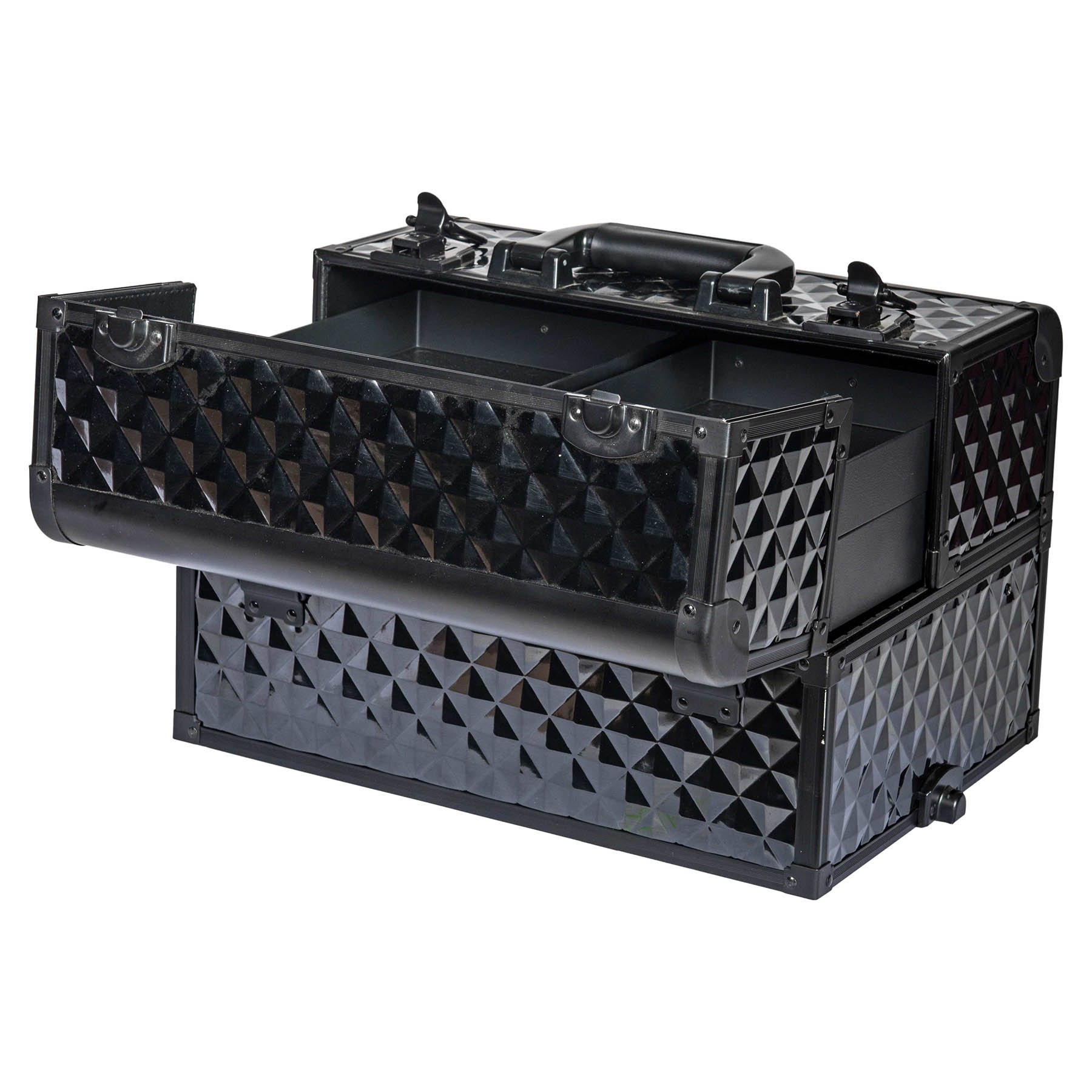 SHANY REBEL Series Pro Makeup Artists Rolling Train Case - Professional Trolley Makeup Case with Wheels - Curious Black Cat Design - Perfect for Travel, Salon & On-Set Makeup Artists