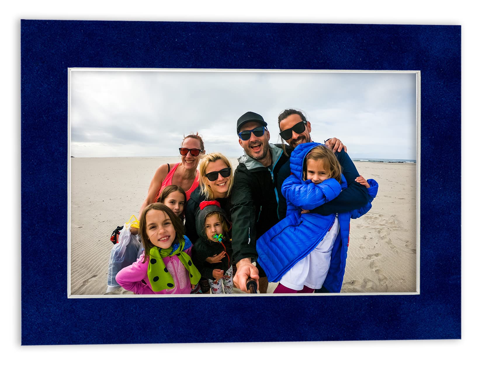 17x22 Acid-Free Brooke Blue Suede Precut Matboard - Bevel Cut for 14x19 Photos with Backing Board | Crystal Clear Self-Seal Photo Mat Bag | 4-Ply Thickness for Picture Framing, Art Displays & Home Decor