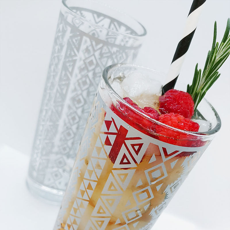 BarConic® Silver Aztec Highball Glass - 9.5oz Elegant Cocktail Drinking Cup for Whiskey, Margaritas & Mojitos - Perfect for Parties, Home Bars & Gifts