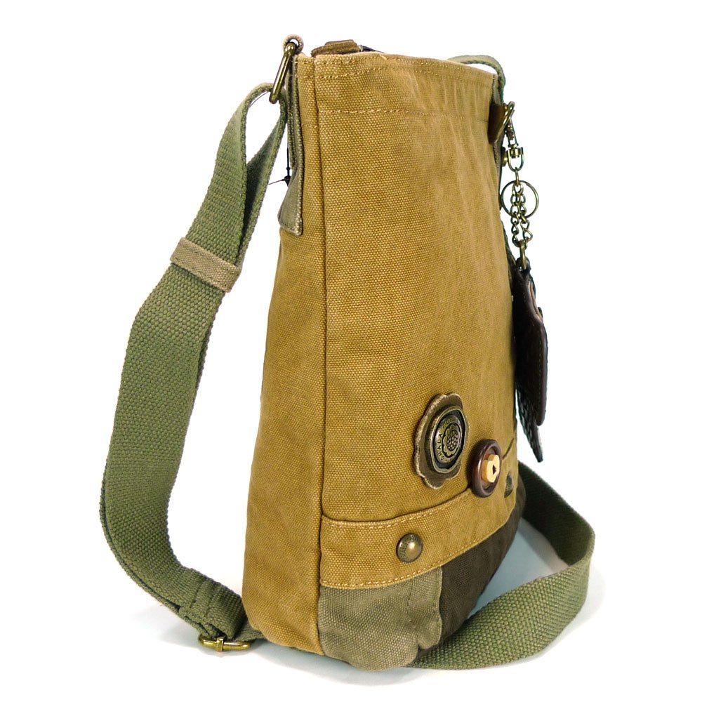 CHALA Canvas Crossbody Messenger Bag with White Slim Cat Coin Purse - Stylish Brown Leather Handbag for Women | Perfect for Work, Travel & Everyday Use