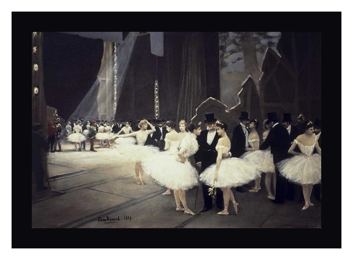 Jean Beraud Backstage at The Opera - 22x30 Inch Framed Canvas Wall Art Print with Black Frame - Ready to Hang - Perfect for Living Room, Bedroom, or Office Decor