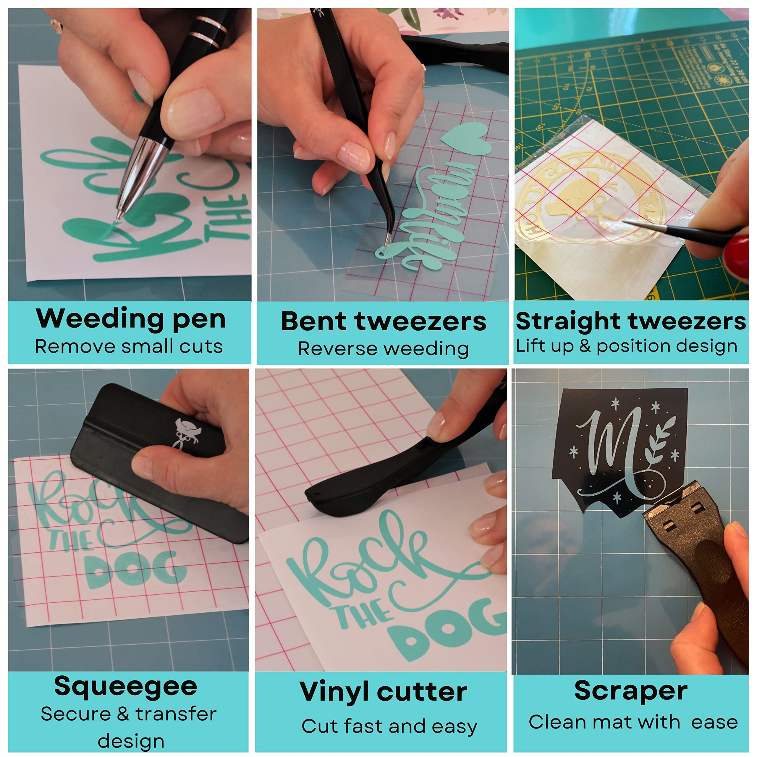 Hobby Captain Vinyl Tools Kit - 7pcs Precision Weeding Tools Set for Vinyl Cutting Machines | Includes Weeding Pen, Vinyl Squeegee, Scraper & Tweezers | Perfect for DIY Crafts, Sign Making & Vinyl Decal Projects