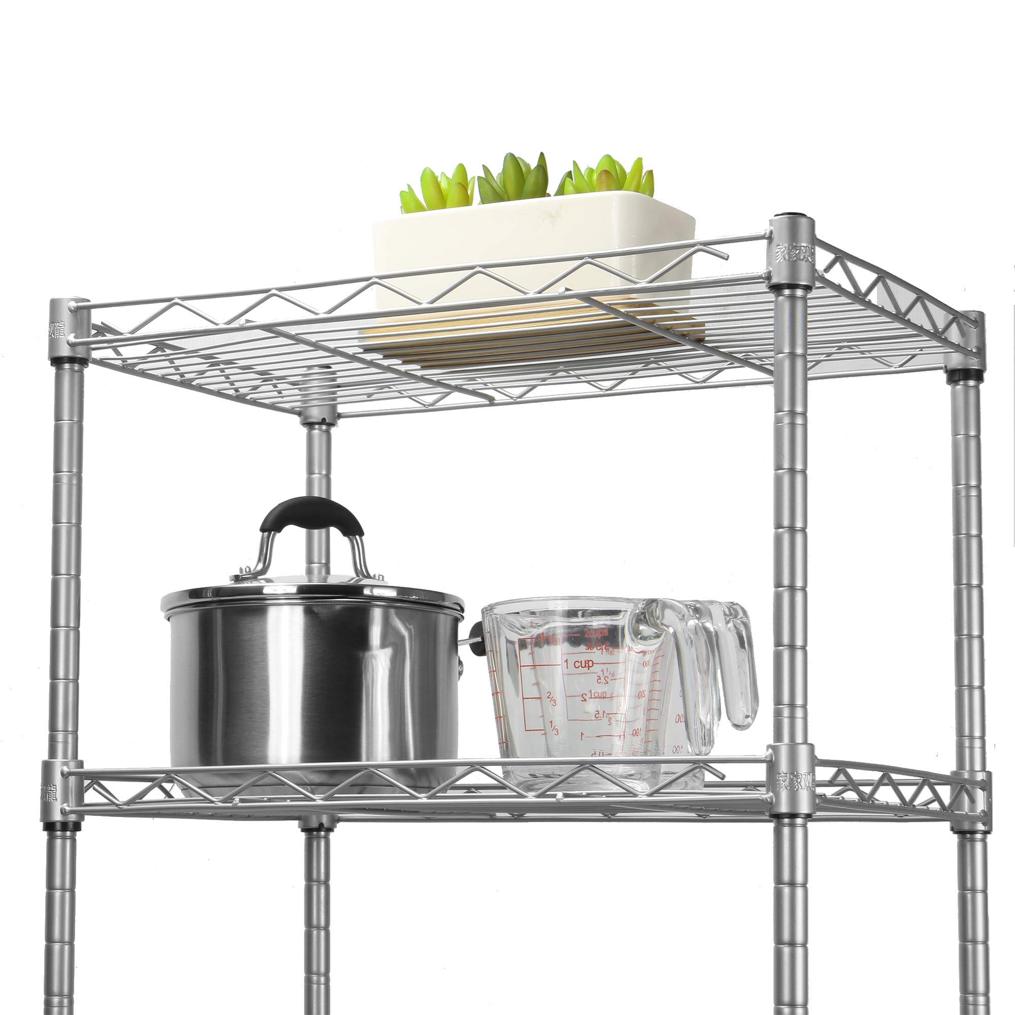 Maison & White 4-Tier Metal Storage Shelf Unit - Heavy Duty Standing Organizer Rack for Kitchen, Bathroom, Garage & Closet - Space Saving Home Organization Solution for Pantry, Laundry Room & Workshop Storage Needs
