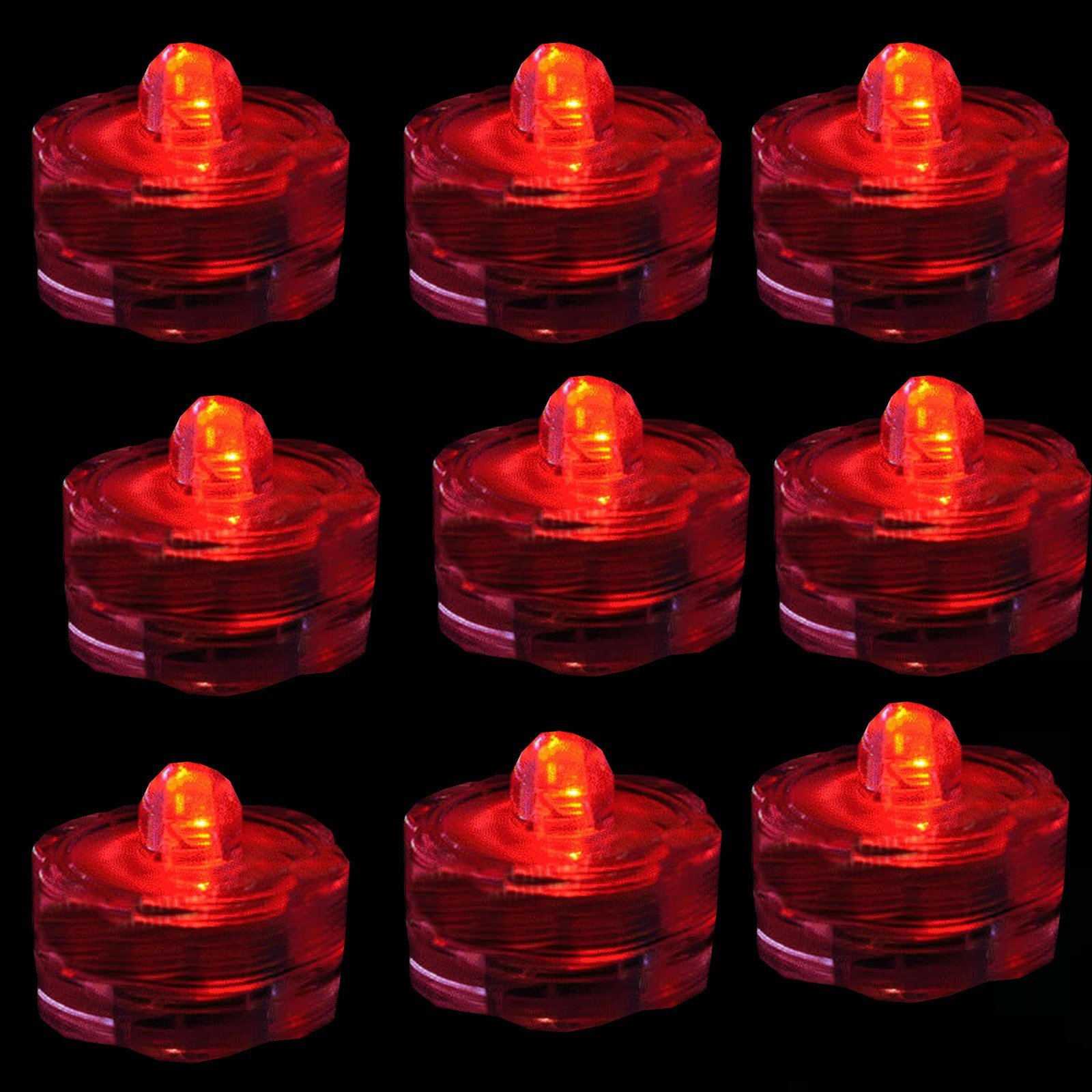 Waterproof LED Submersible Tea Lights - 6 Pack Red Flameless Candles for Wedding, Party, Special Events - Perfect for Centerpieces, Vases, and Pool Decorations