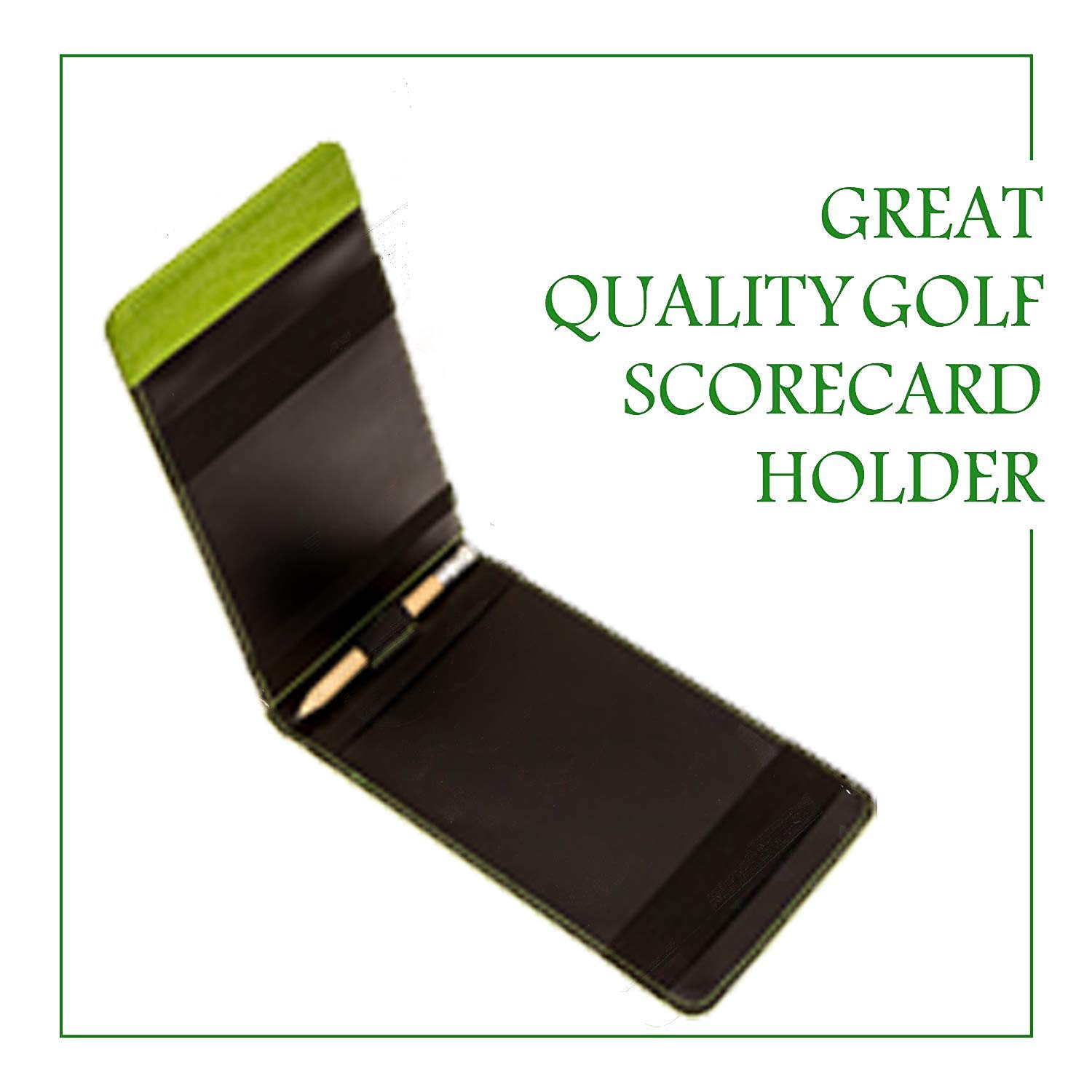 Premium Leather Golf Scorecard Holder & Yardage Book Cover - Golf Accessories with Free Pencil & Stat Tracker Sheet - Perfect for Golf Tournaments, Practice Rounds & Course Play