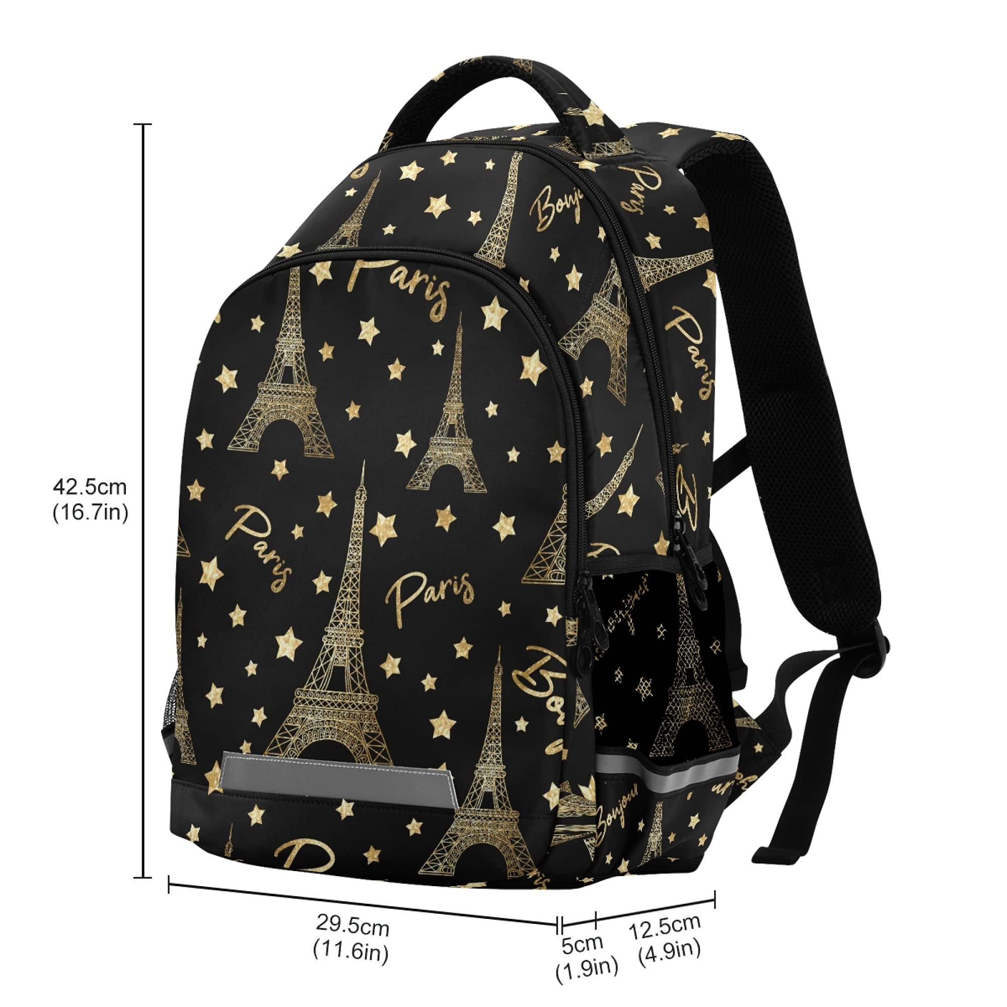 **ALAZA Gold Eiffel Tower Star Backpack for Women & Men - Stylish Laptop Bag for School, Work & Travel - Fits 13, 14, 15.6 Inch Notebooks & Tablets - Perfect for Daily Commute, College & Casual Outings**