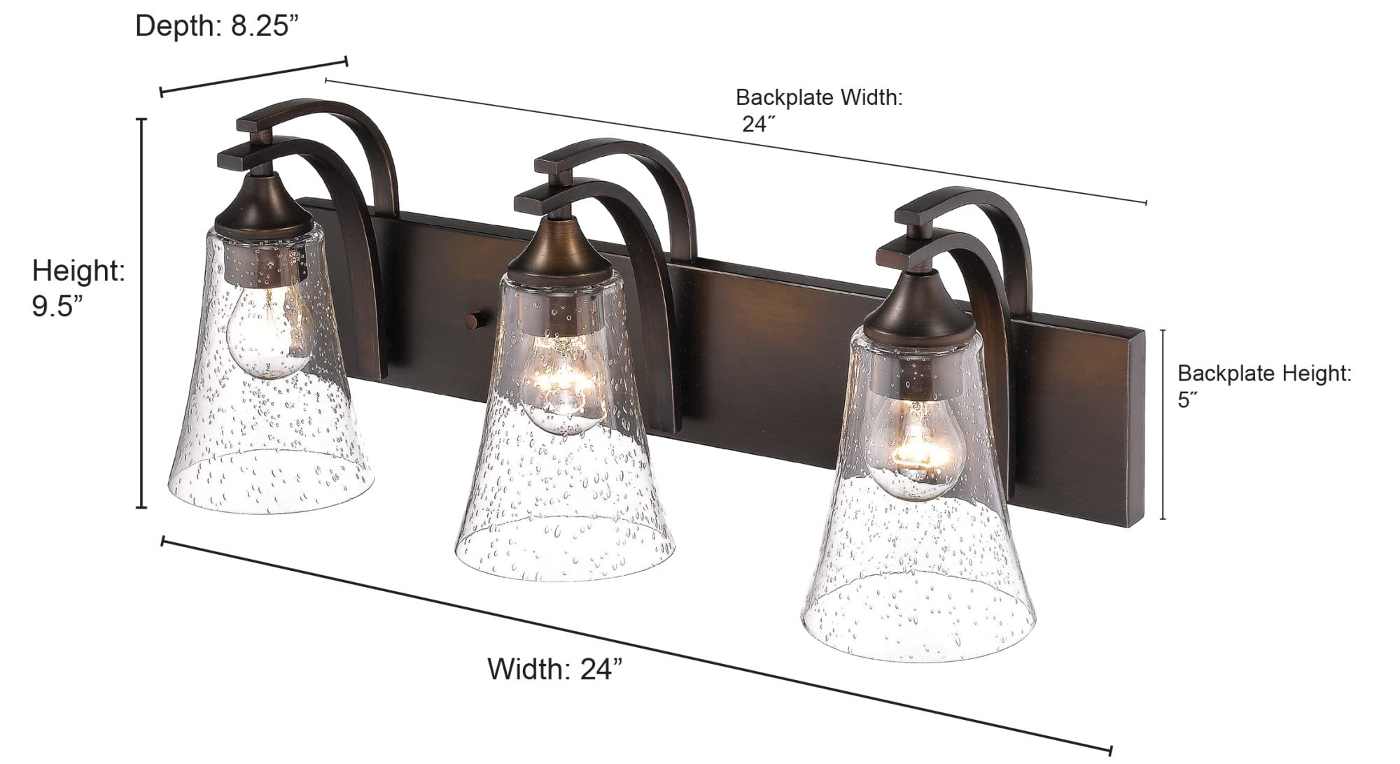 Millennium Lighting Natalie Metal 3-Light Bathroom Vanity Light Fixture - Matte Black Finish for Modern Bathroom, Powder Room or Dressing Area