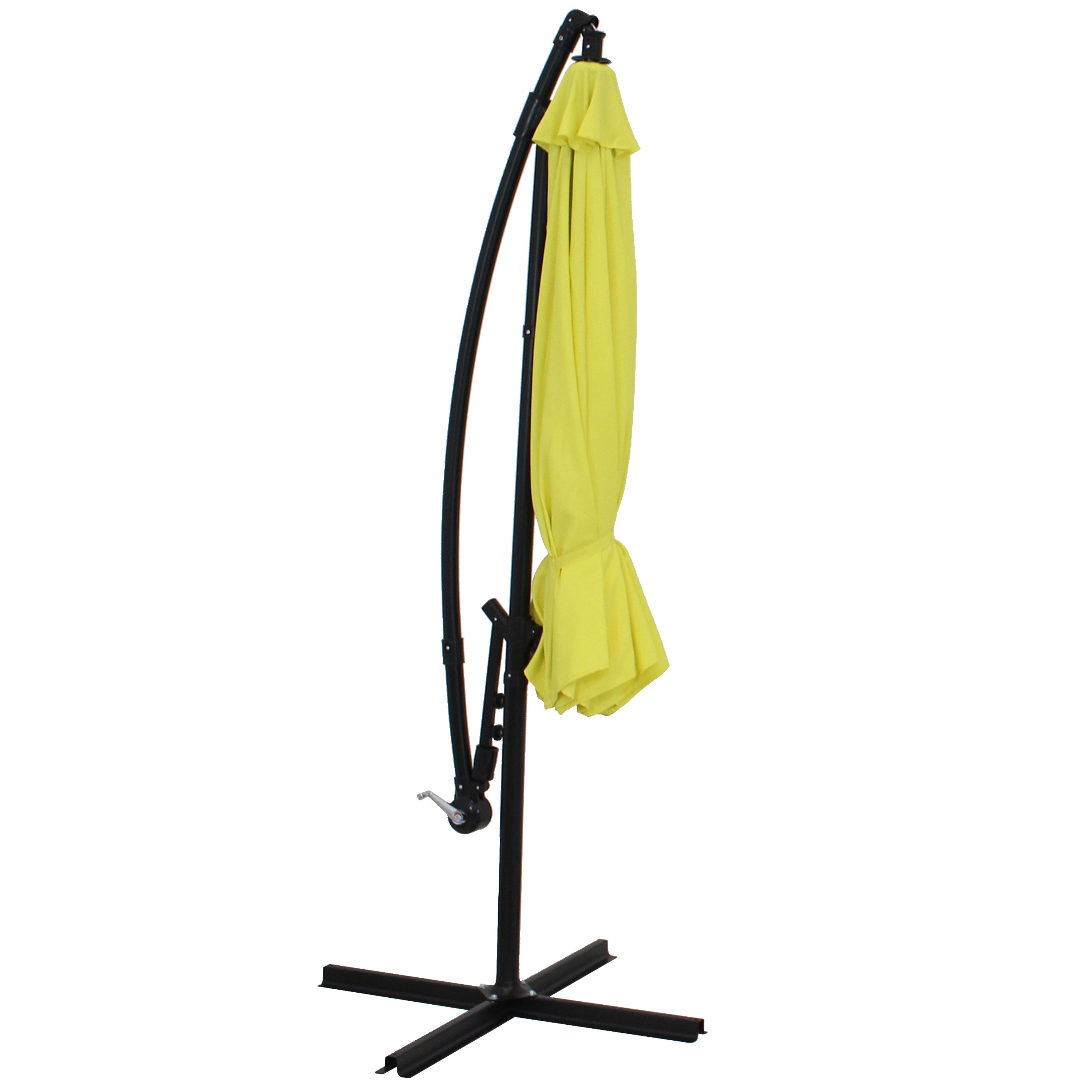 Sunnydaze 9.5 Foot Offset Outdoor Patio Umbrella with Easy Crank Lift - Perfect for Poolside, Backyard, Deck, and Garden Shade