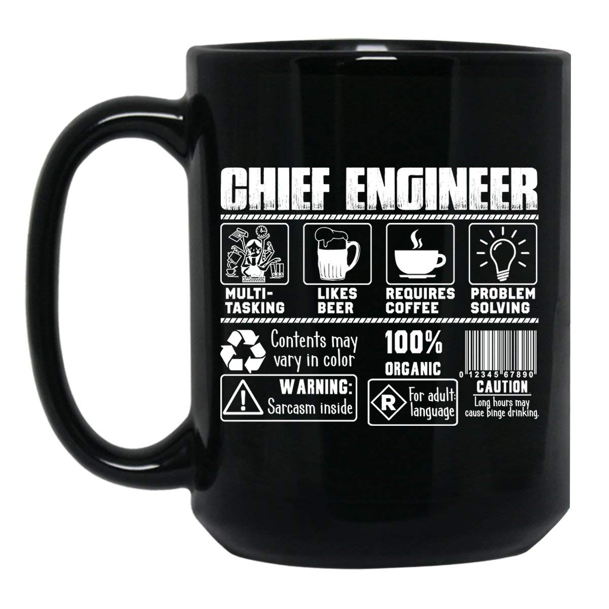 Chief Engineer Job Coffee Mug - 15 oz Black Ceramic Mug for Office, Gifts & Daily Use - Perfect for Engineers, Bosses & Coworkers