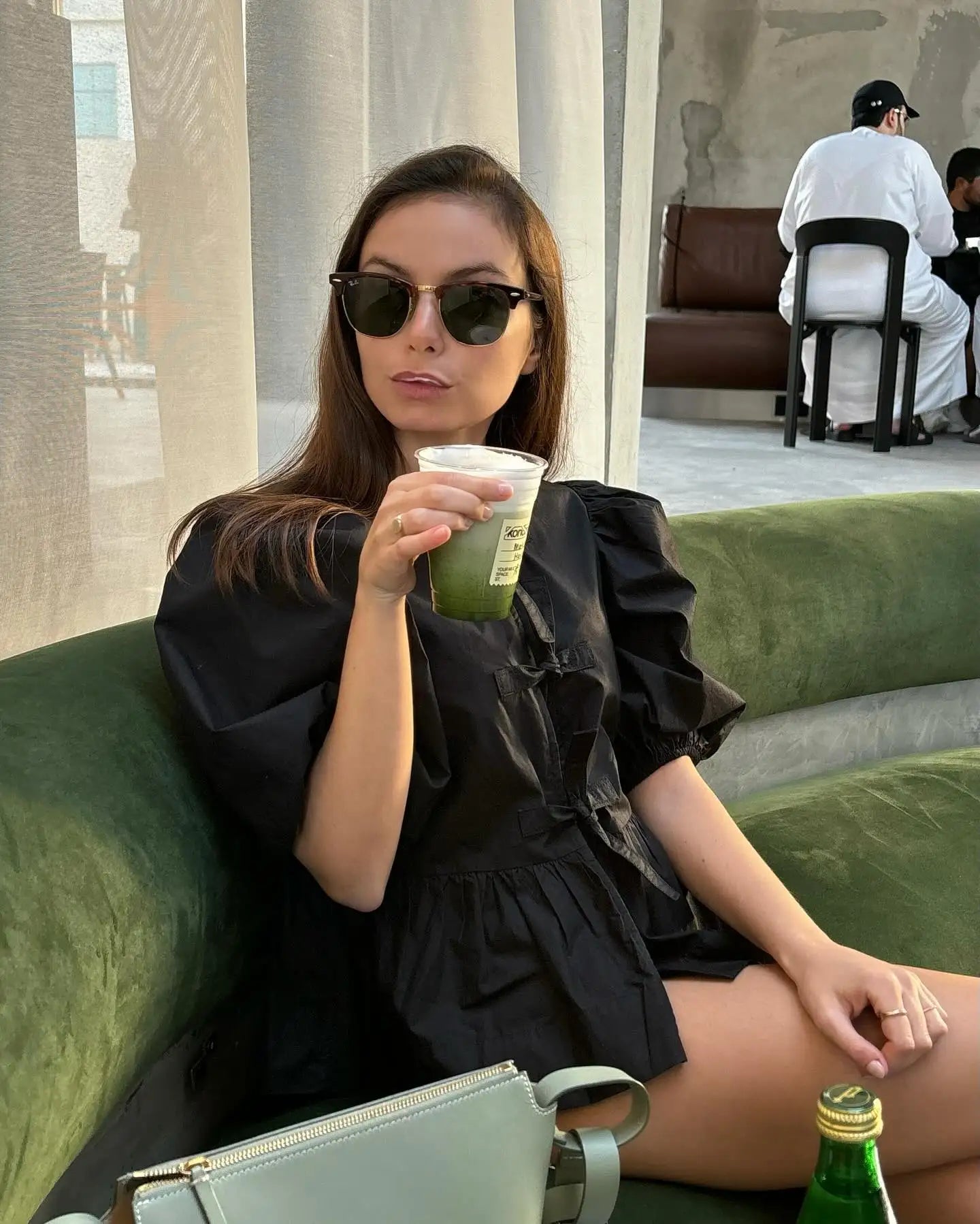 Elegant Floral Print Short Puff Sleeve Blouse for Women - Loose Fit V-Neck Lace-Up Ruffled Top | Spring Summer Fashion Streetwear | Perfect for Casual Outings, Date Nights & Office Wear