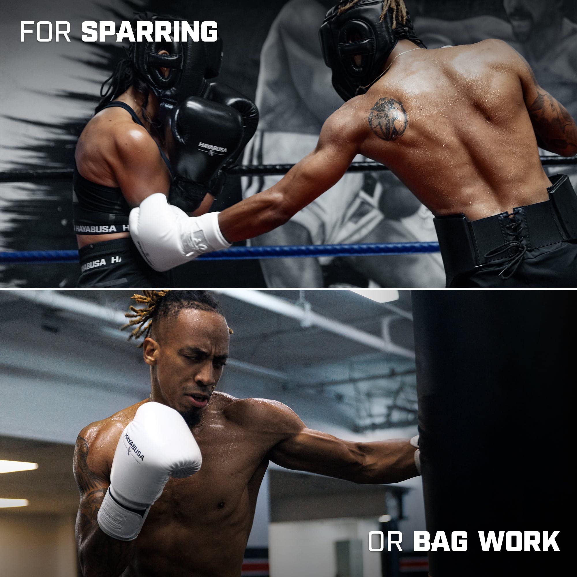 Hayabusa Pro Leather Hook & Loop Boxing Gloves for Men & Women - Premium Training Gloves for MMA, Kickboxing & Heavy Bag Workouts