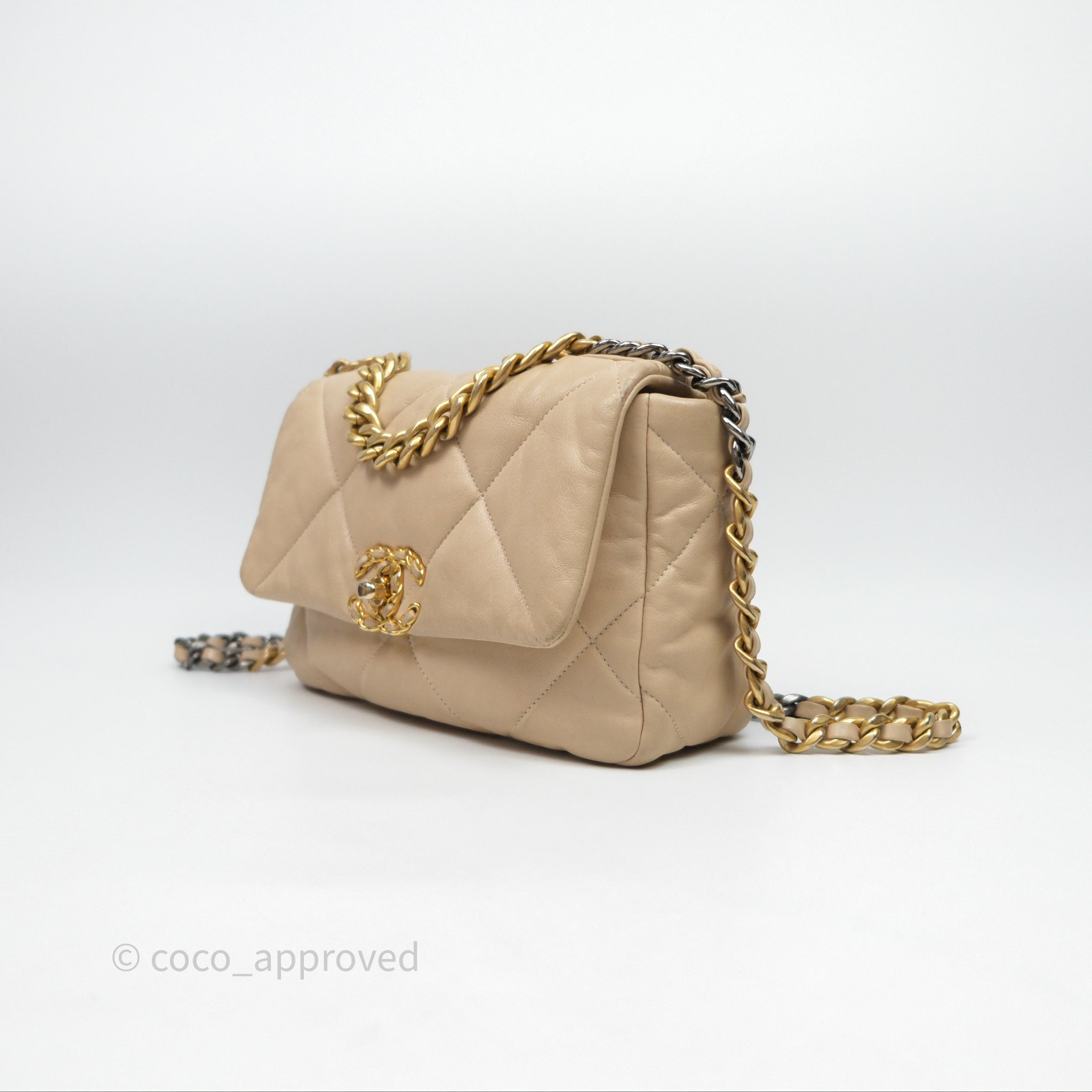 Chanel 19 Small Beige Mixed Hardware Flap Bag - Luxury Designer Handbag for Women | Perfect for Everyday Use, Work & Special Occasions