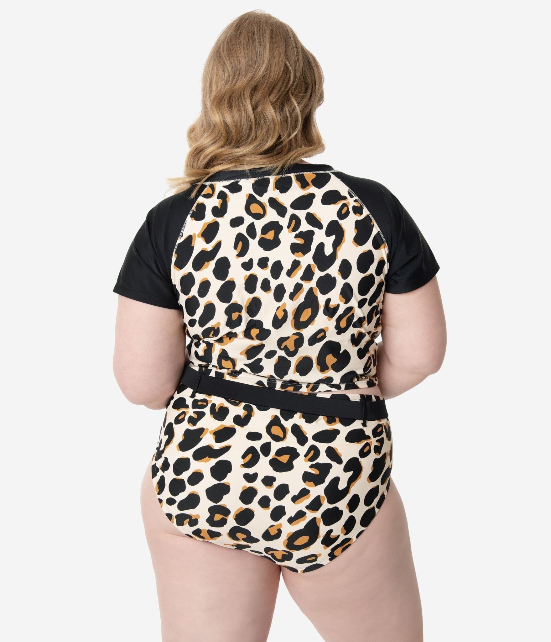 Plus Size Leopard Print High Waisted Swim Bottoms for Women - Tummy Control Bathing Suit Bottom for Beach & Pool Vacations