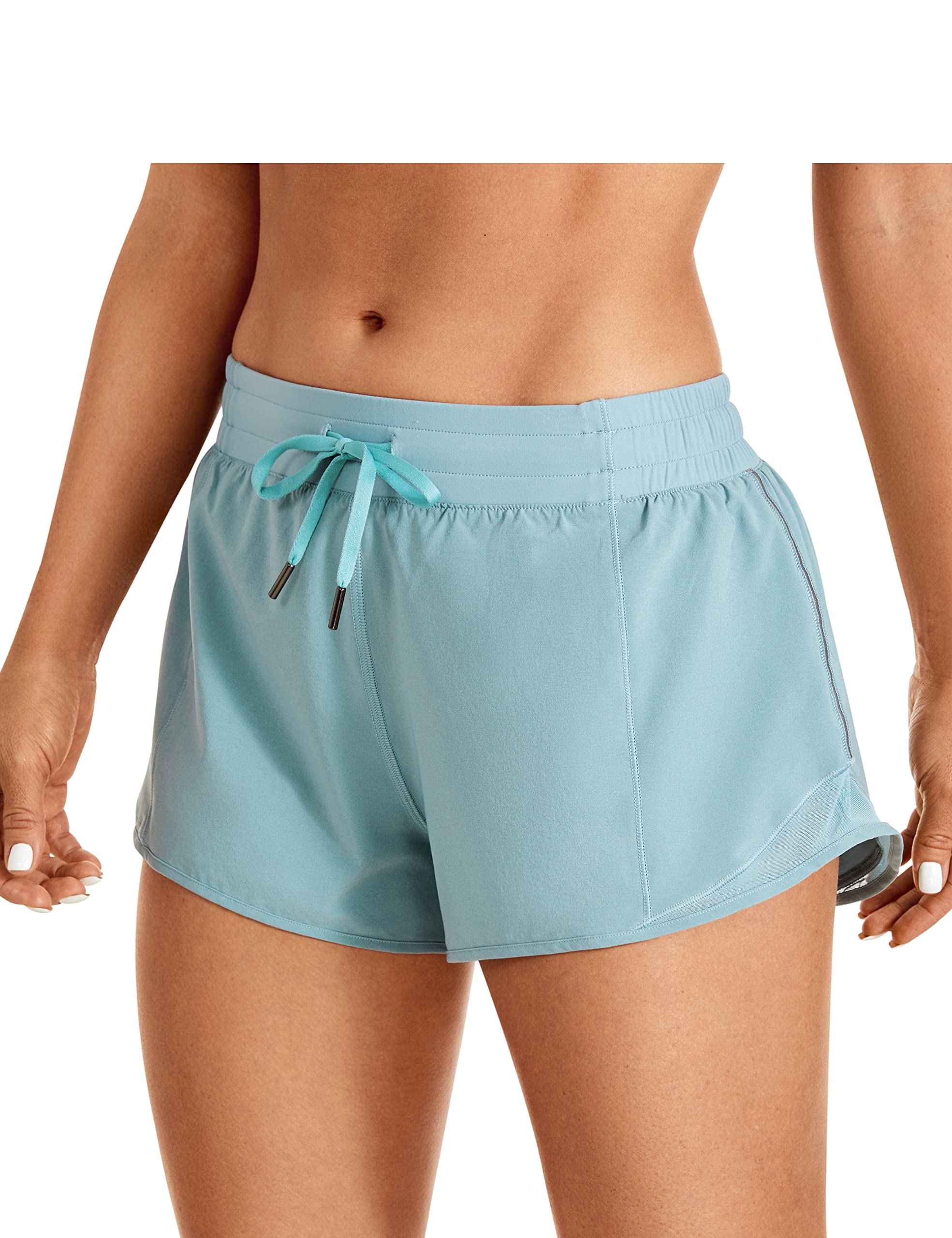CRZ YOGA Women's High Waist Workout Running Shorts with Mesh Liner - 2.5